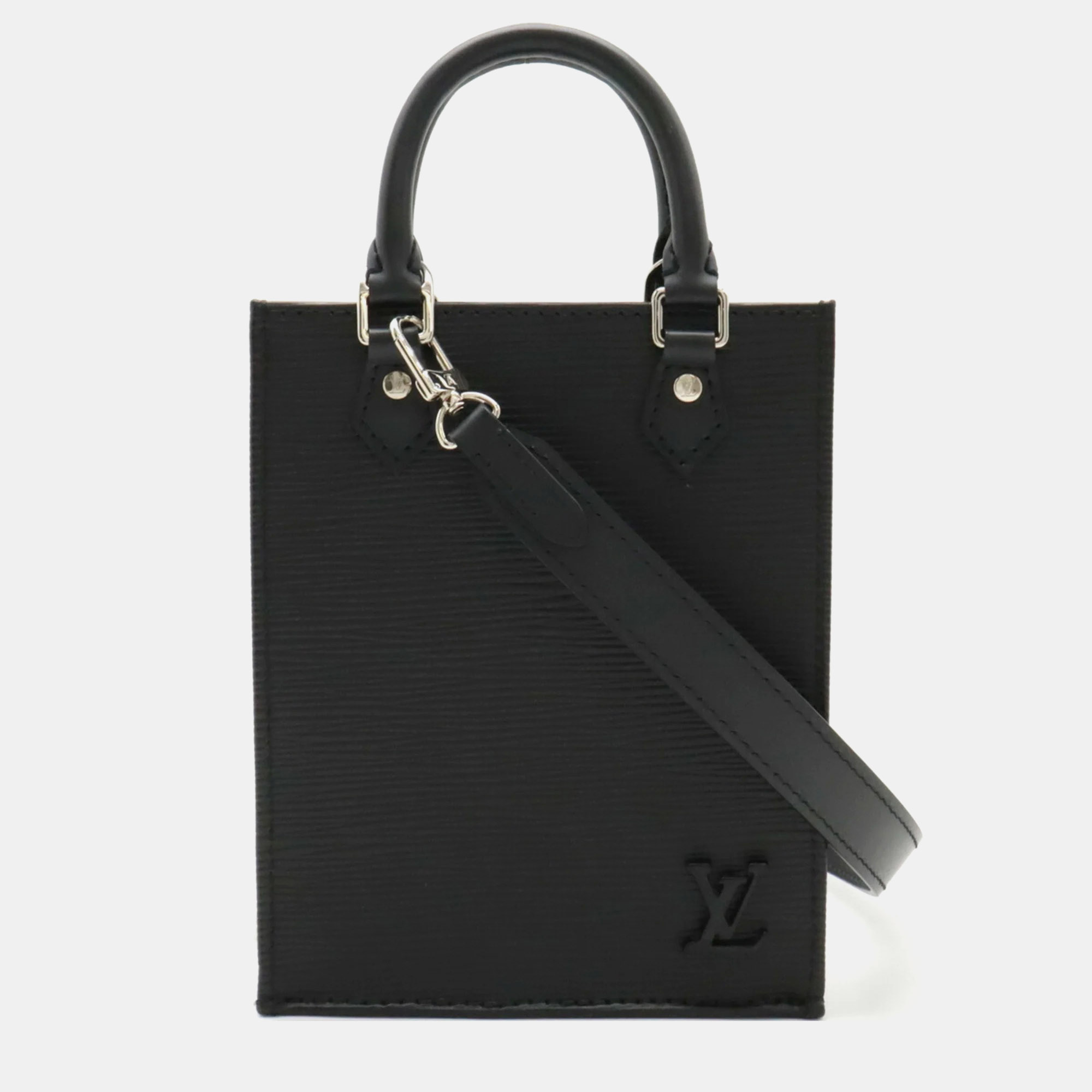 

Louis Vuitton Black Leather Petite Sac Plat Tote Bag