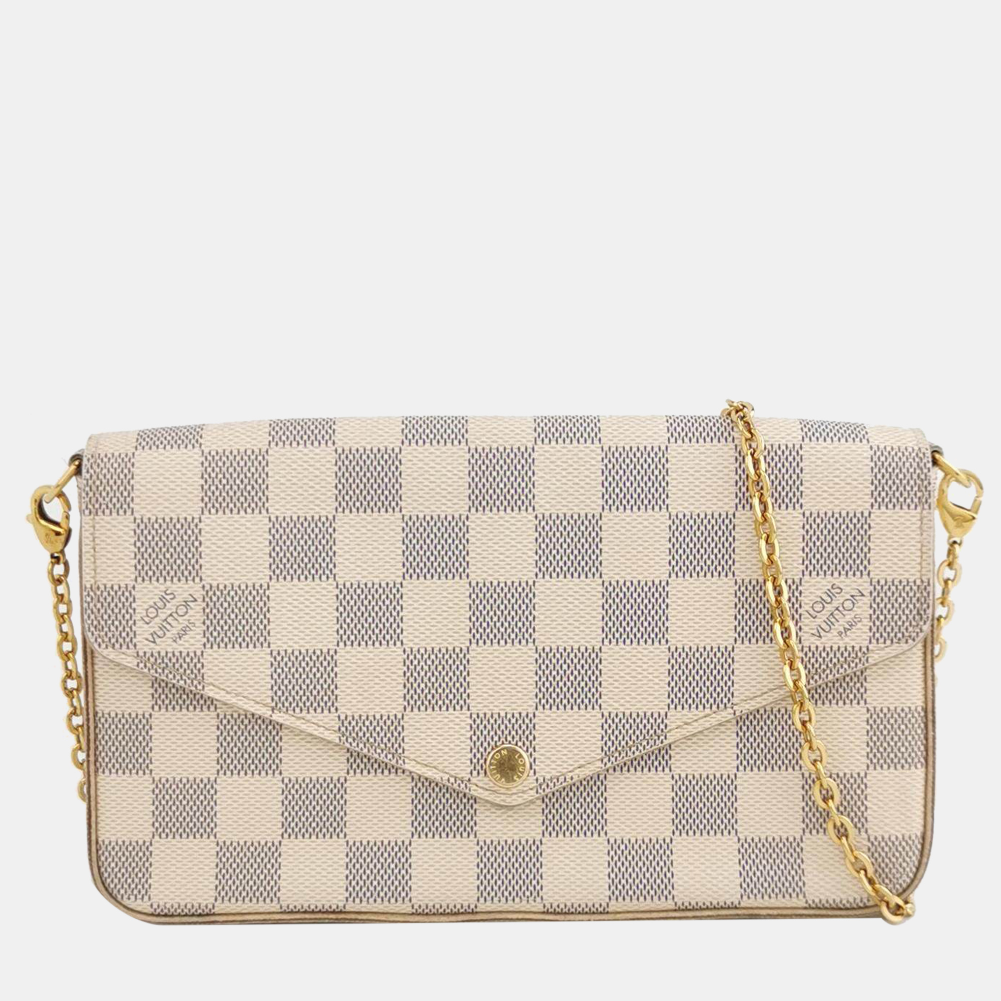 Pre-owned Louis Vuitton Louis Vuittion Damier Azur Coated Canvas Pochette Felicie Bag In Grey