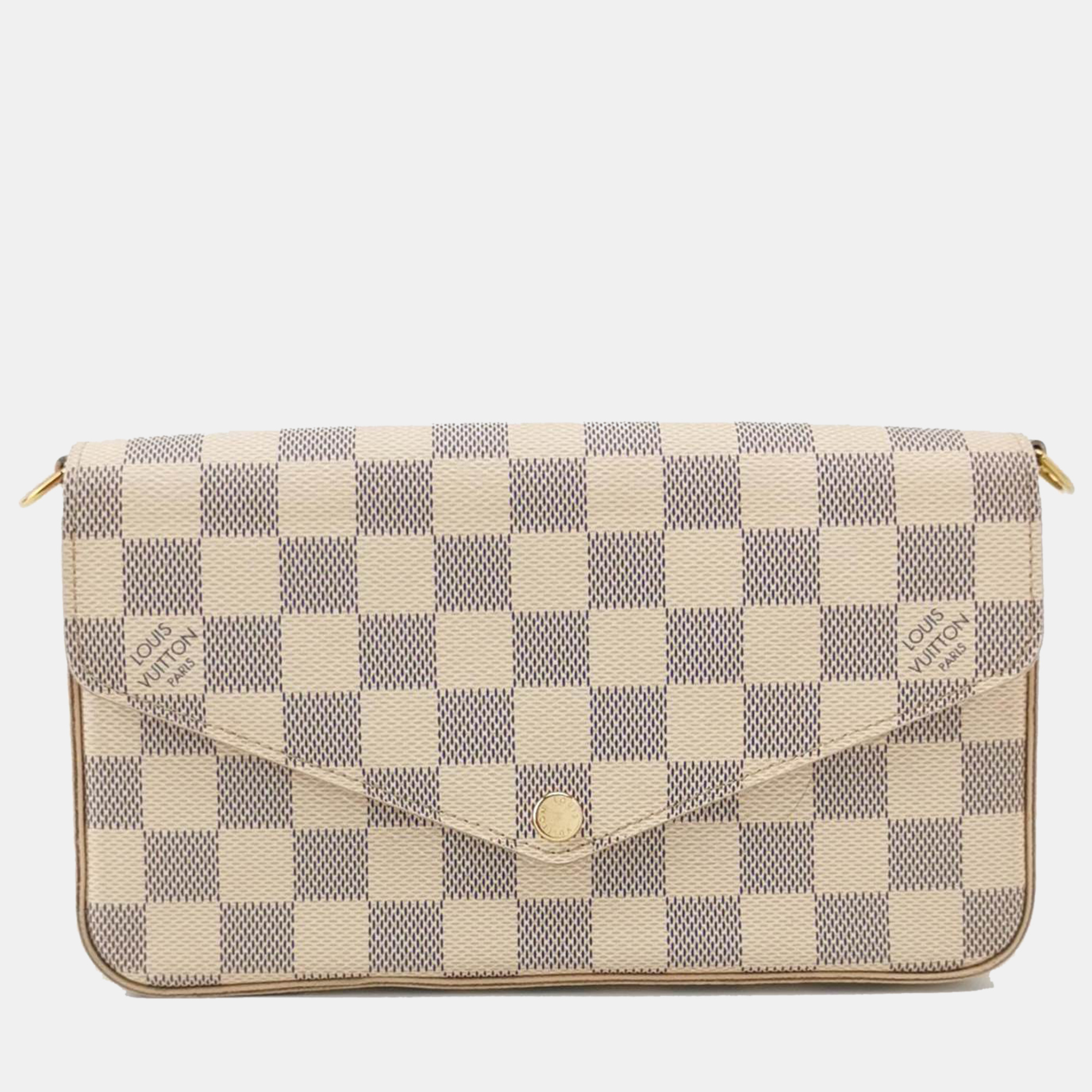 

Louis Vuittion Damier Azur Coated Canvas Pochette Felicie Bag, Grey