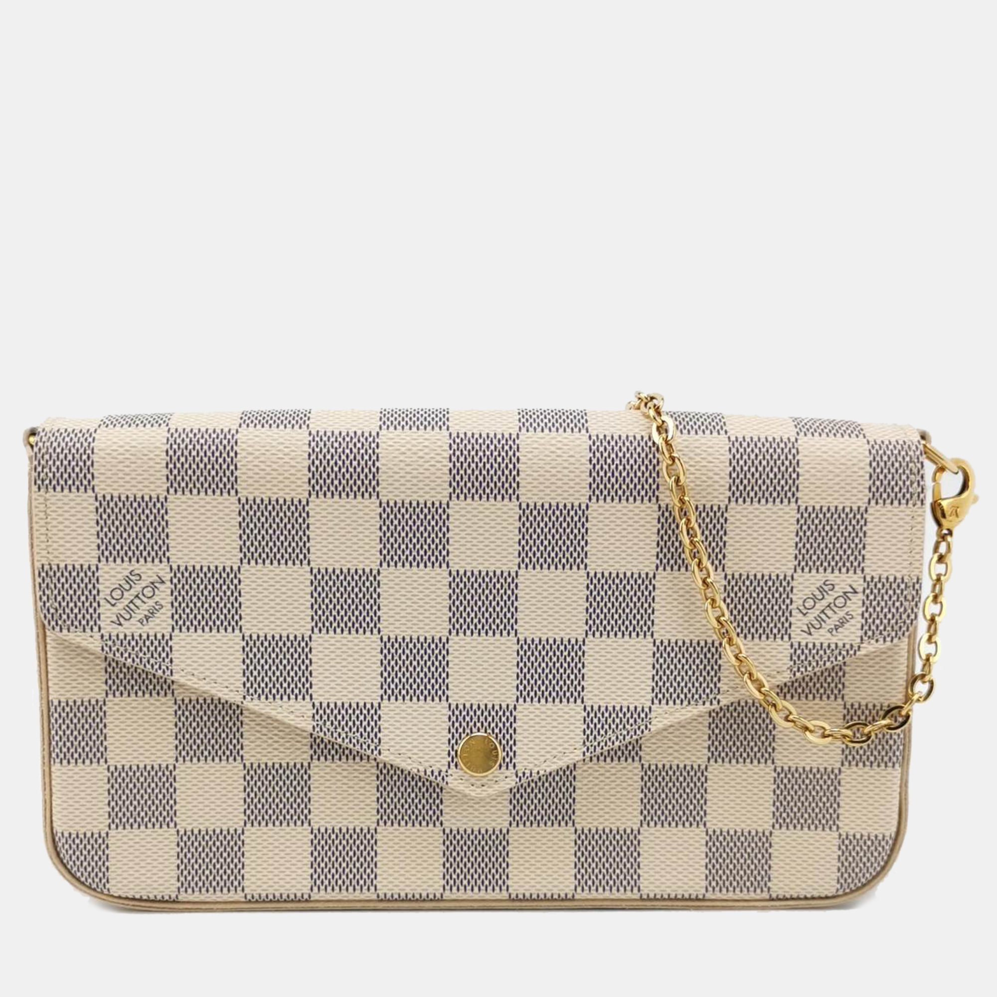 

Louis Vuittion Damier Azur Coated Canvas Pochette Felicie Bag, Grey