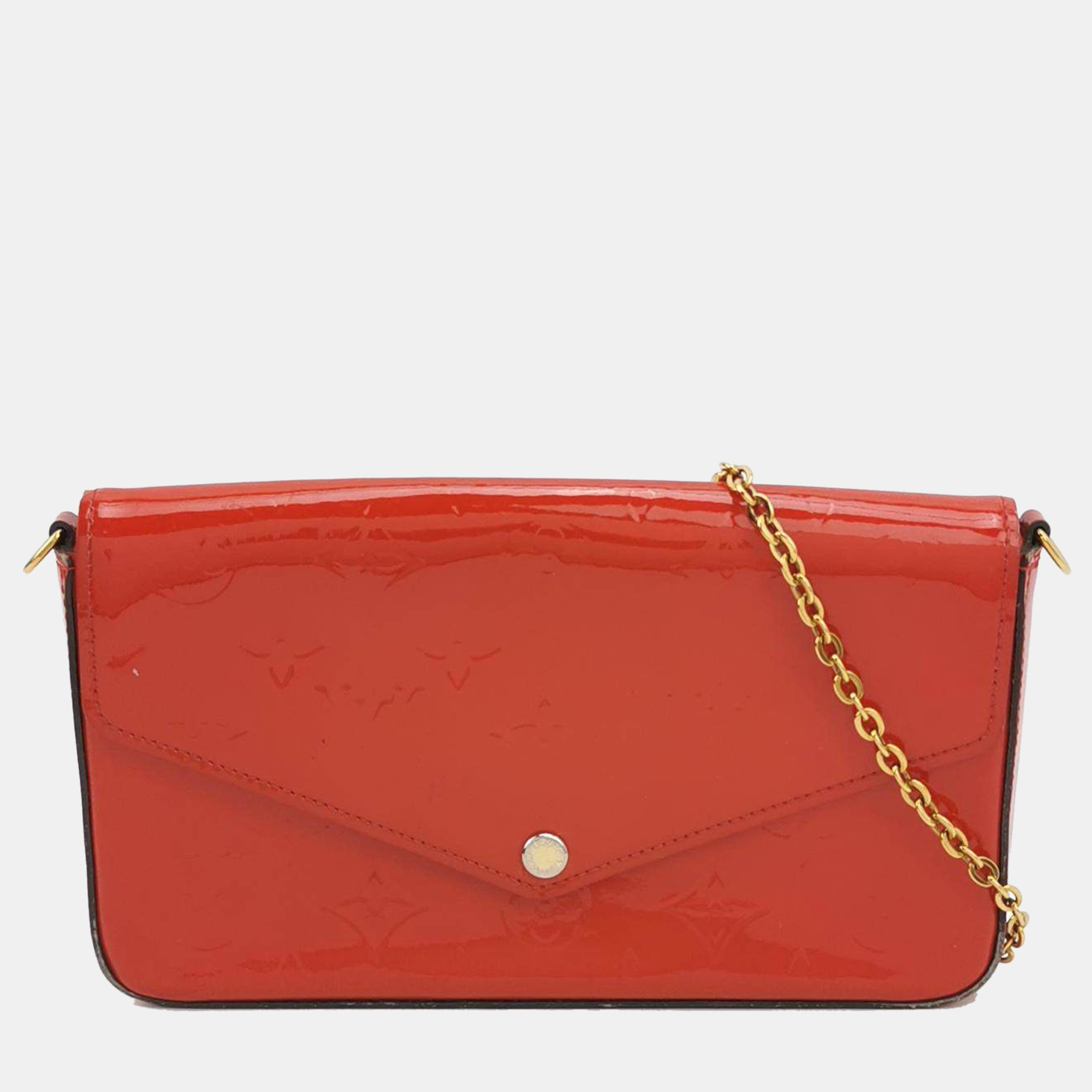 

Louis Vuittion Red Monogram Vernis Pochette Felicie Bag