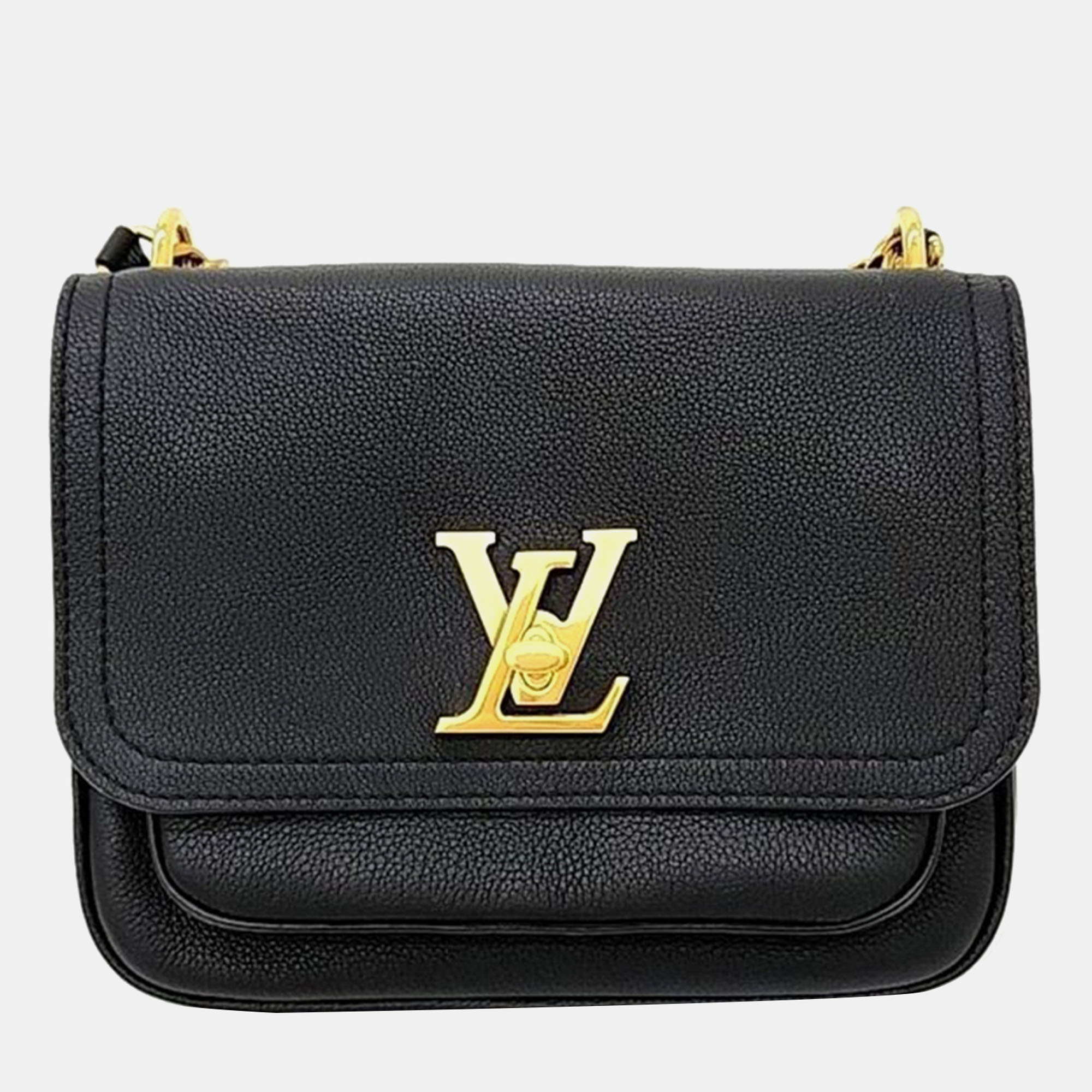 Pre-owned Louis Vuitton Lock Me Chain Pm Bag In Black