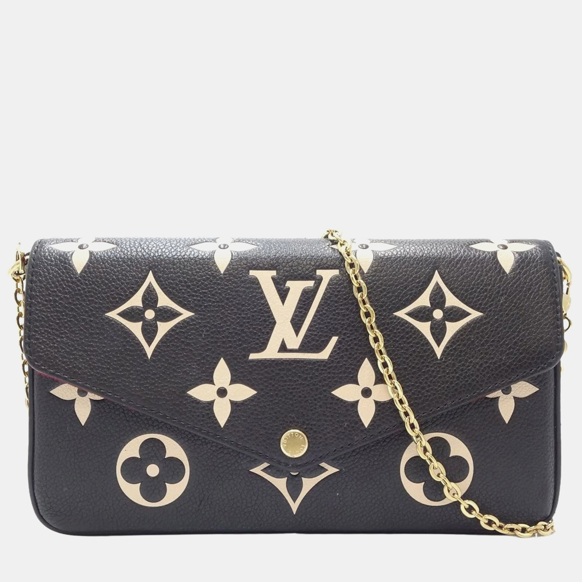 Pre-owned Louis Vuitton Beige/black Leather Pochette Felicie Clutches