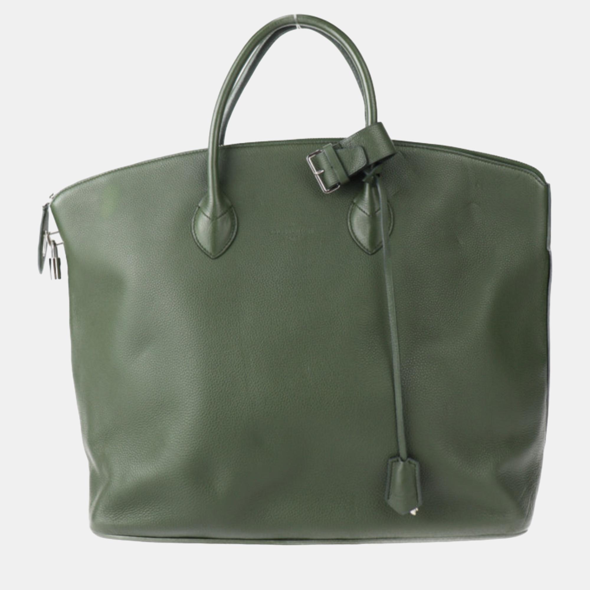 

Louis Vuitton Khaki Leather GM Lockit Tote Bag, Green