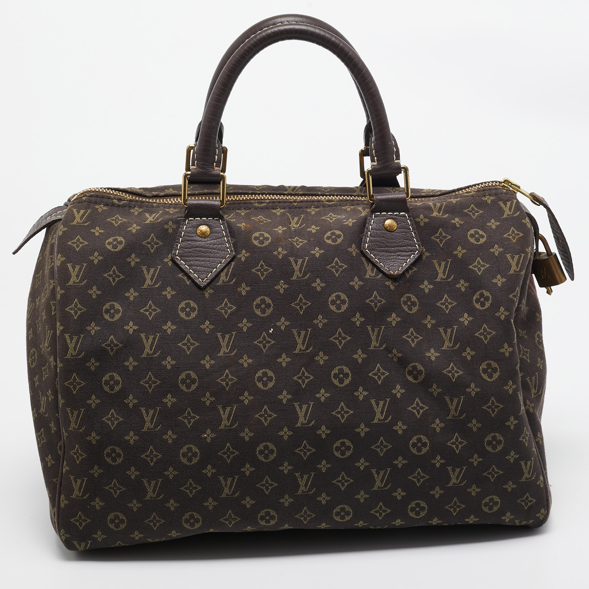 

Louis Vuitton Fusain Monogram Mini Lin Canvas Speedy 30 Bag, Brown