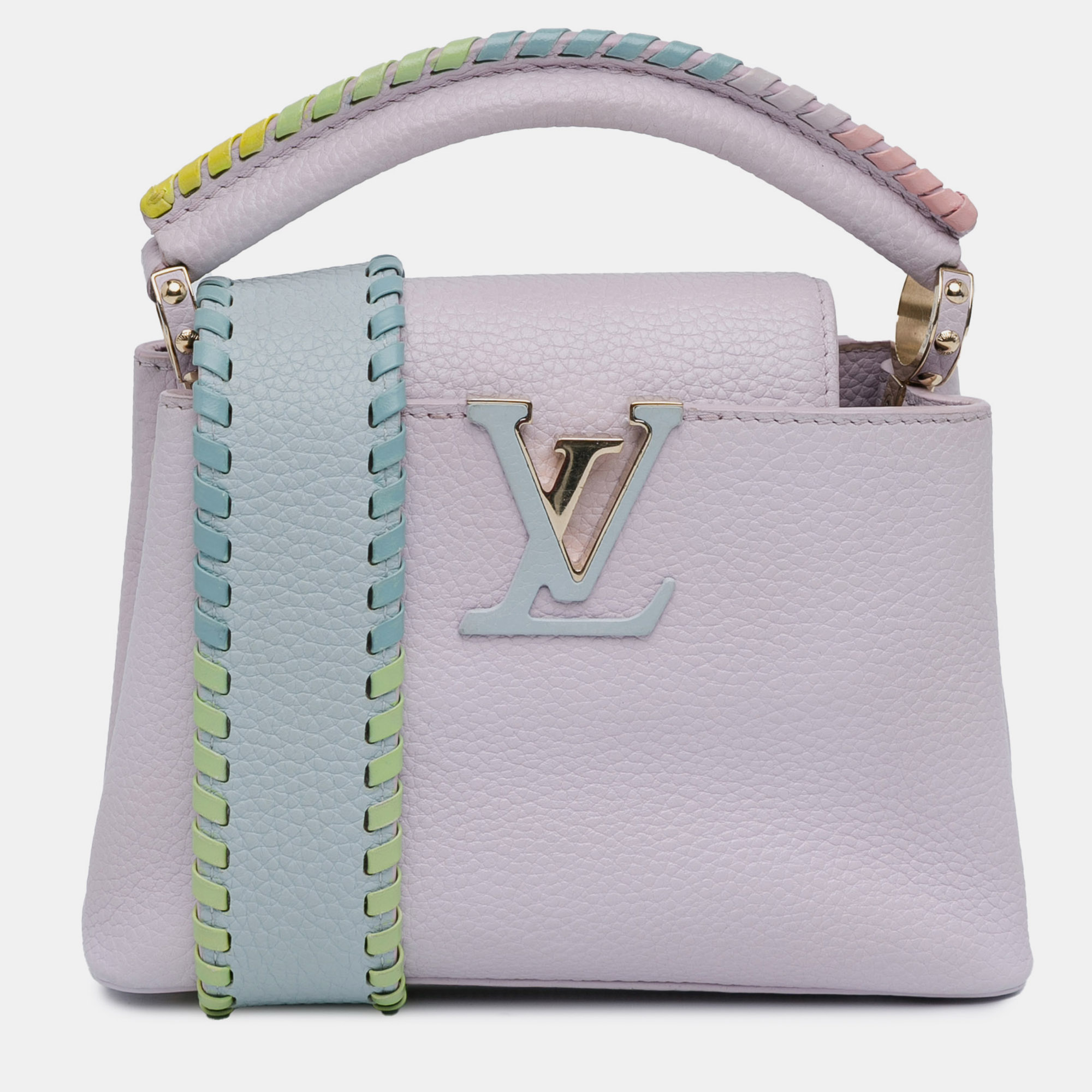 Pre-owned Louis Vuitton Taurillon Capucines Mini Rainbow Wisteria In Purple