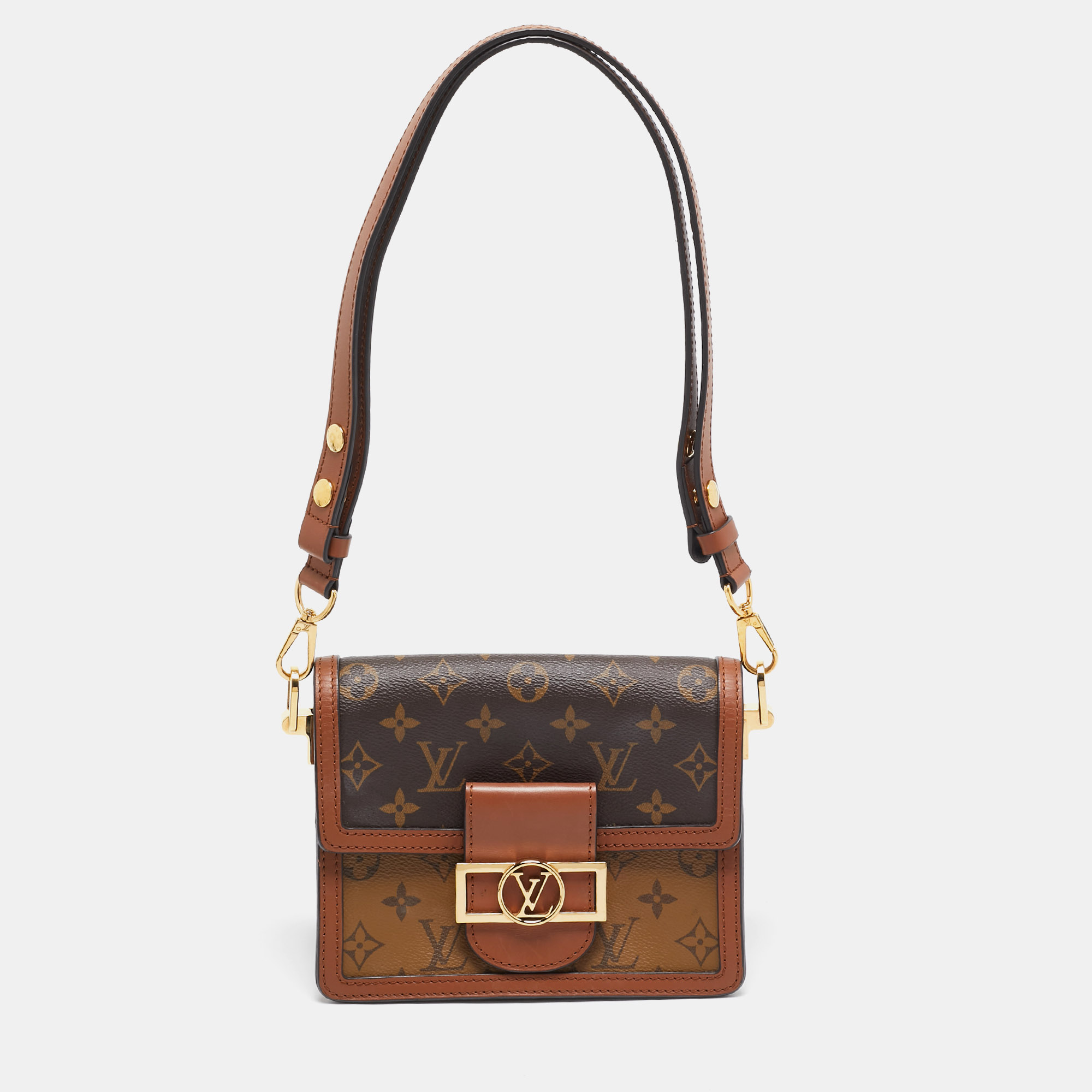 

Louis Vuitton Reverse Monogram Canvas Mini Dauphine Bag, Brown