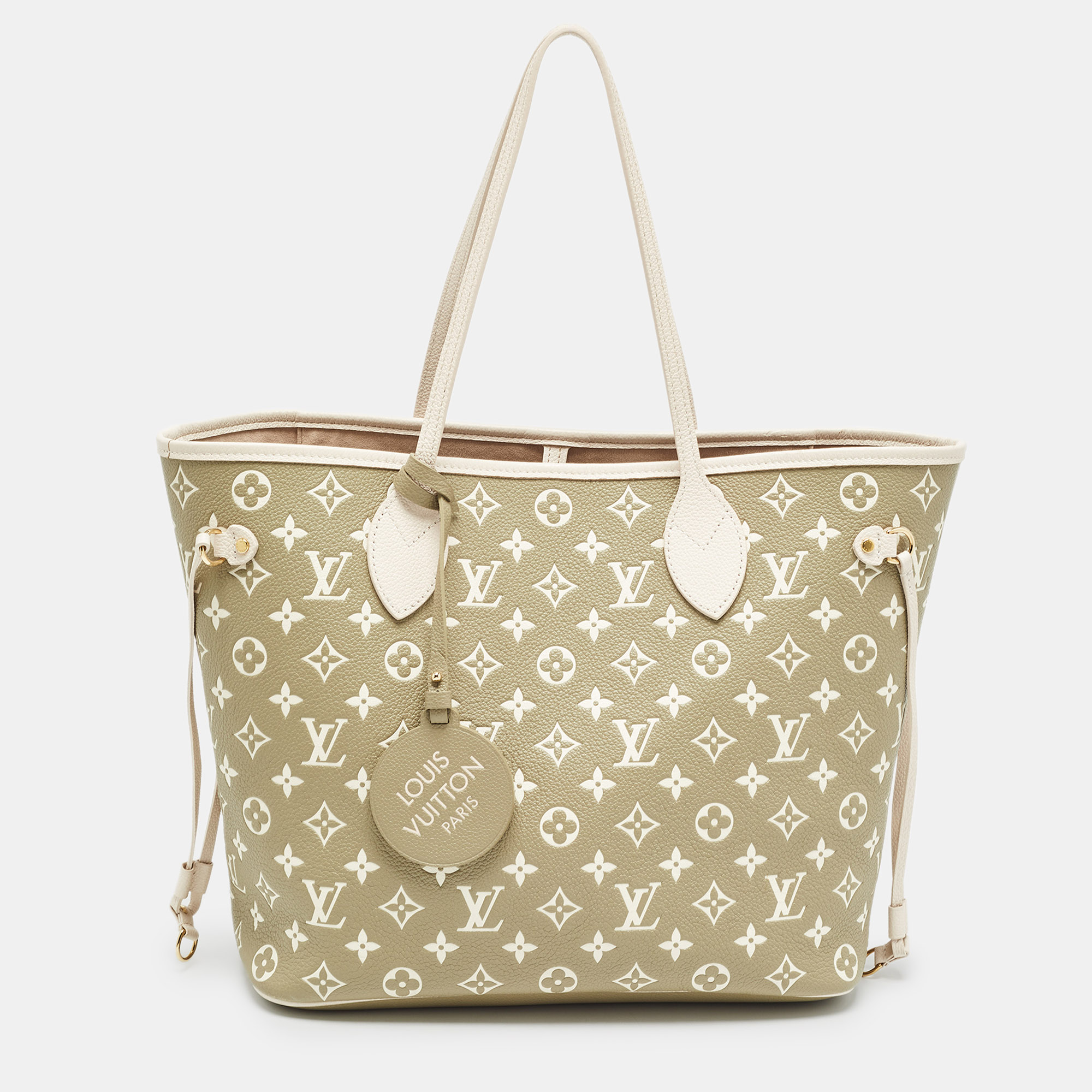 

Louis Vuitton Khaki/Beige Monogram Empreinte Leather Spring In The City Neverfull MM Bag, Green