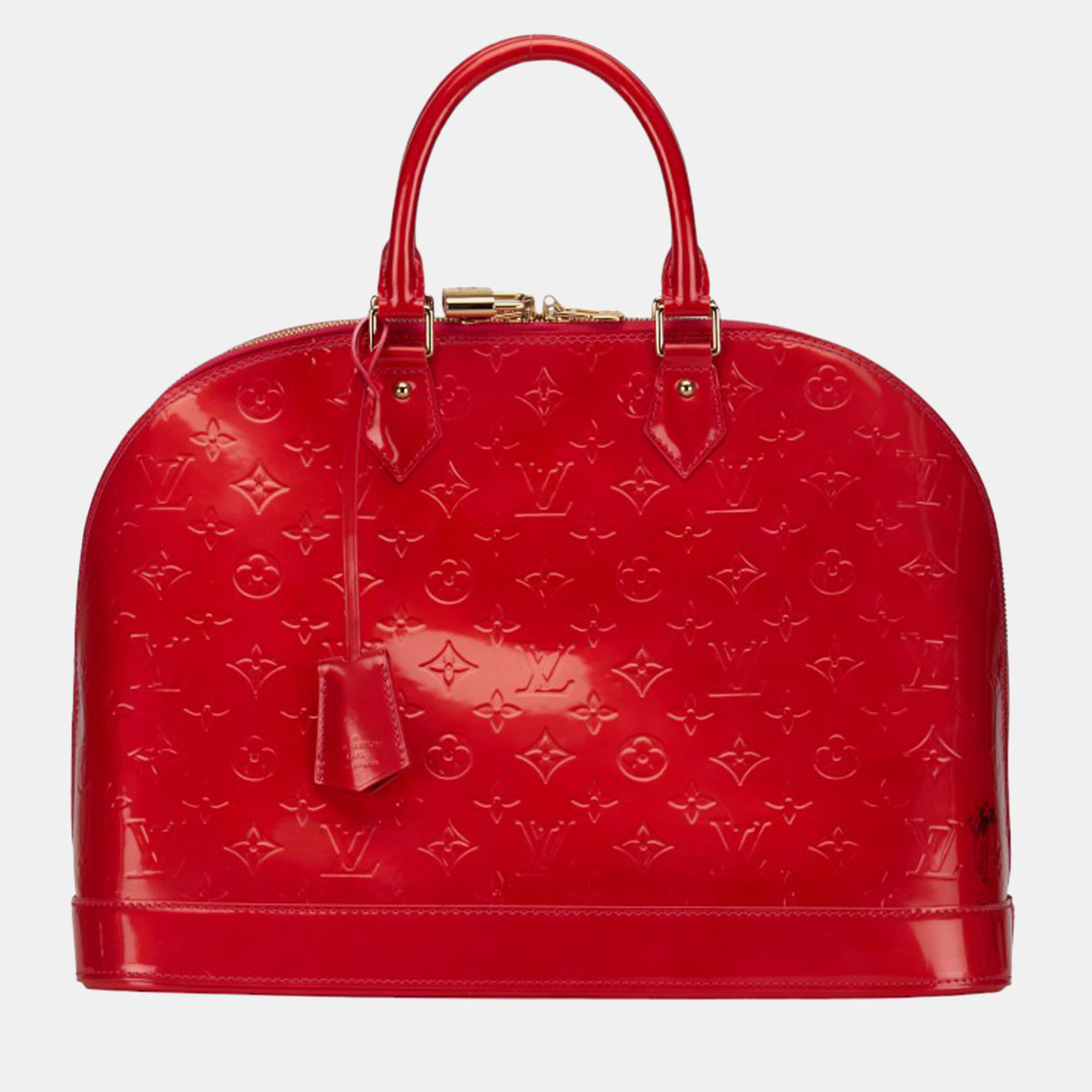 

Louis Vuitton Red Leather Alma GM Satchel Bag