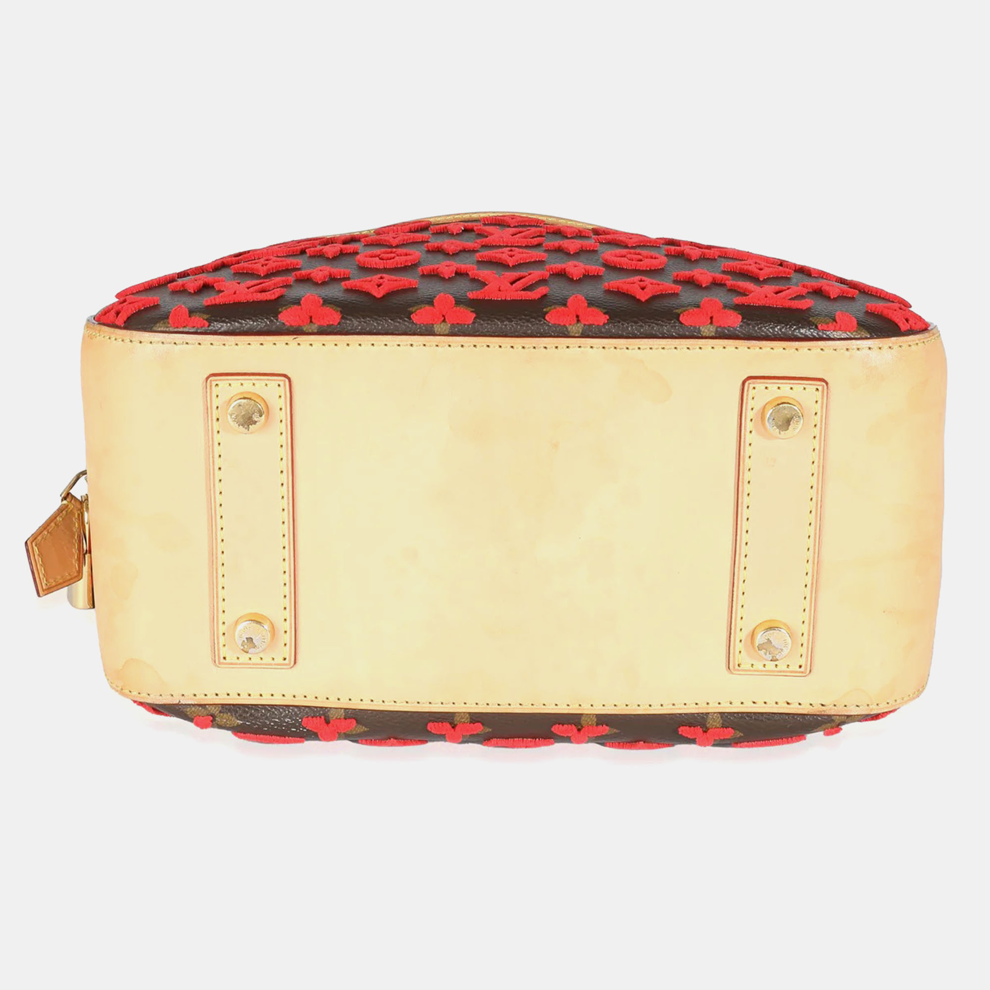 Louis Vuitton Red Monogram Canvas Tuffetage Deauville Cube Satchel 