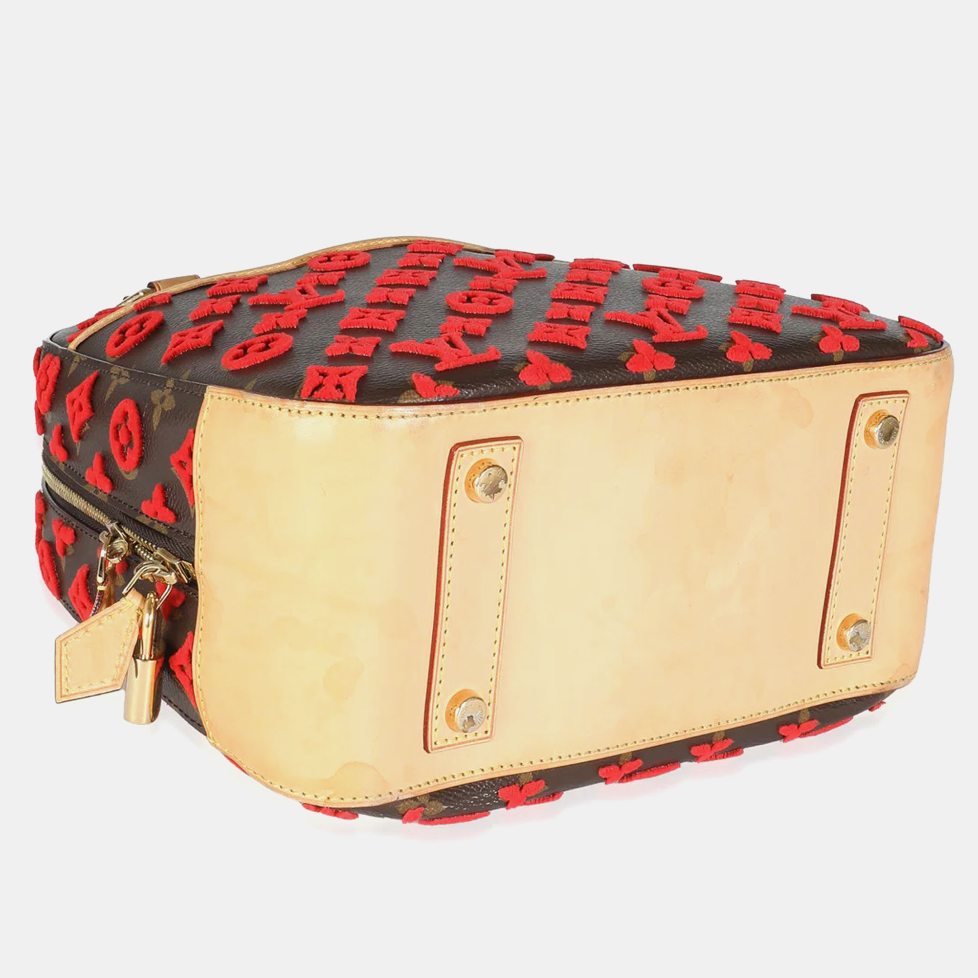 Louis Vuitton Red Monogram Canvas Tuffetage Deauville Cube Satchel 