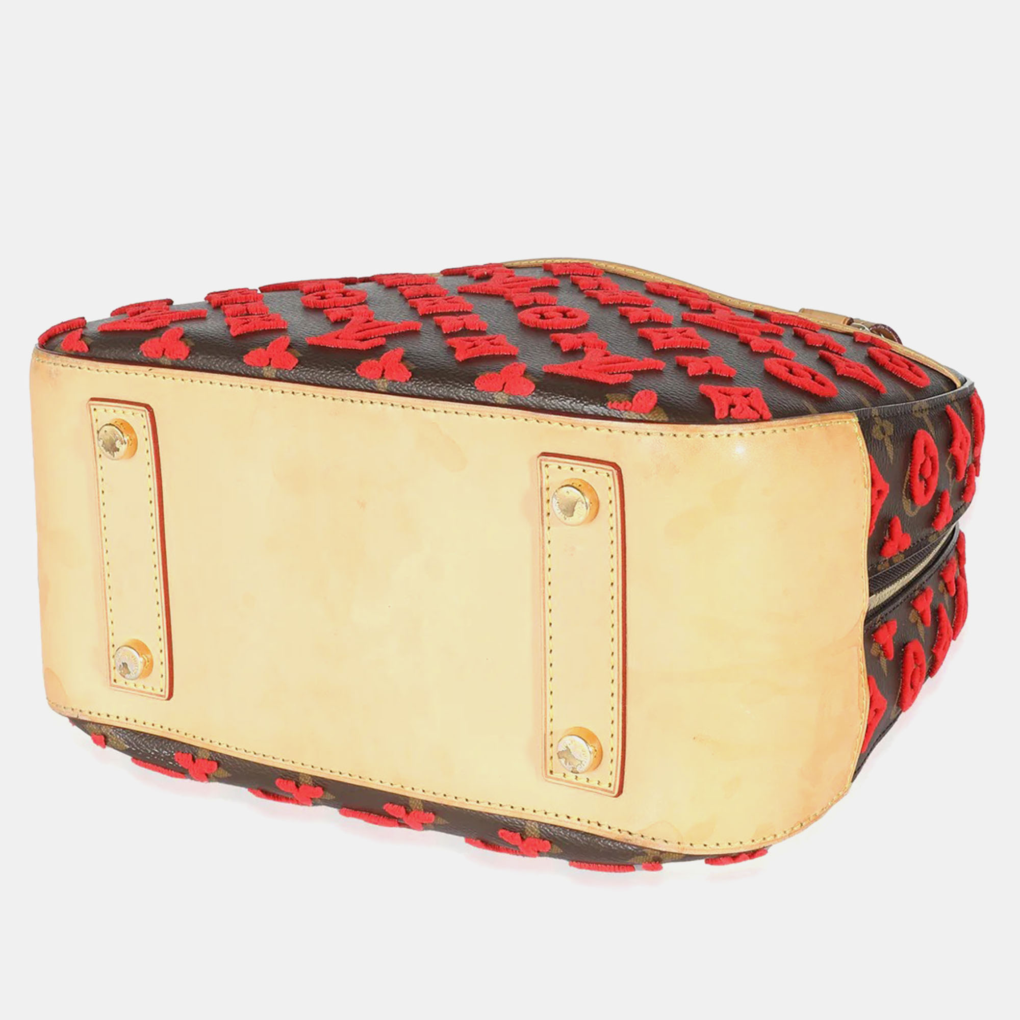 Louis Vuitton Red Monogram Canvas Tuffetage Deauville Cube Satchel 