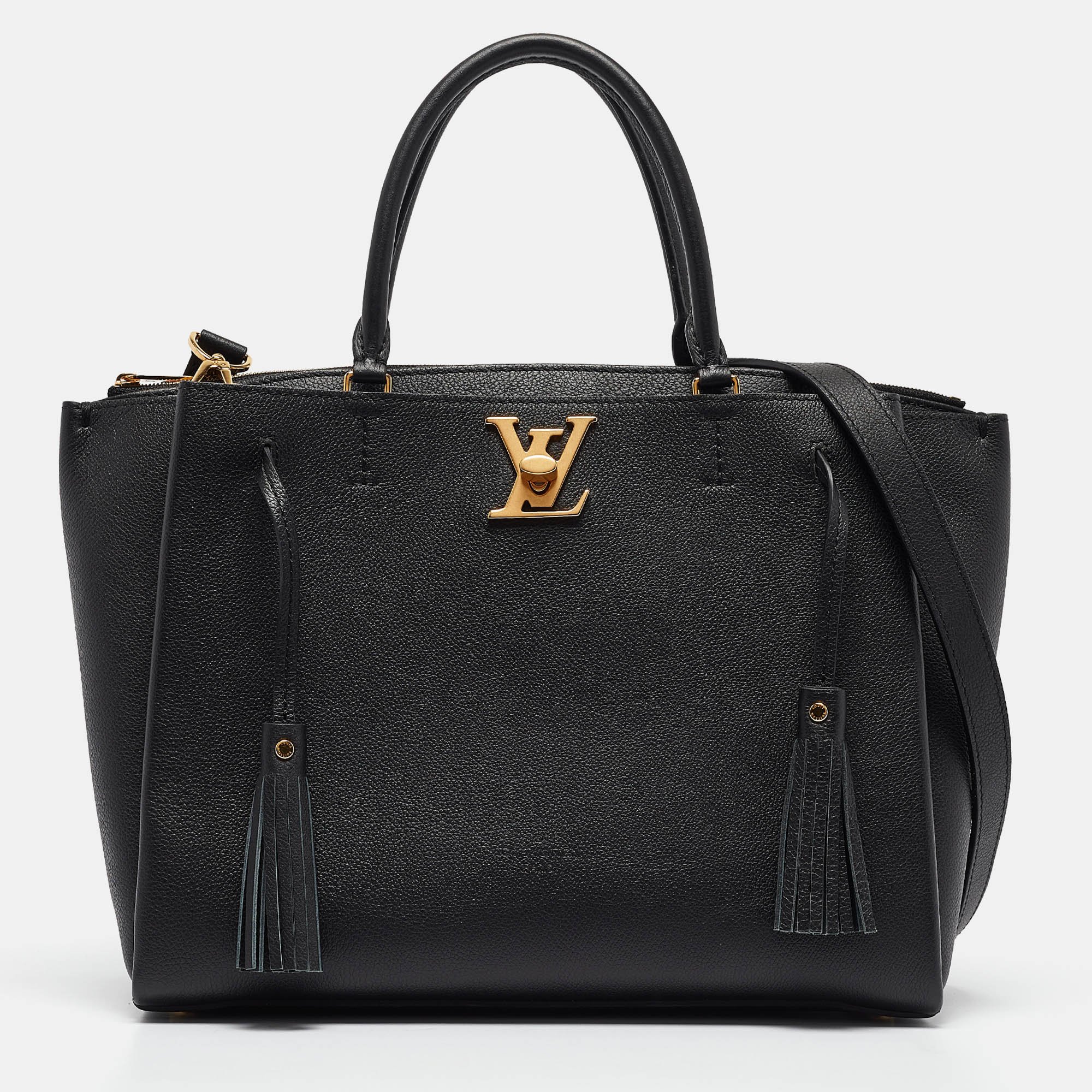 

Louis Vuitton Black Leather Lockme Day MM Bag