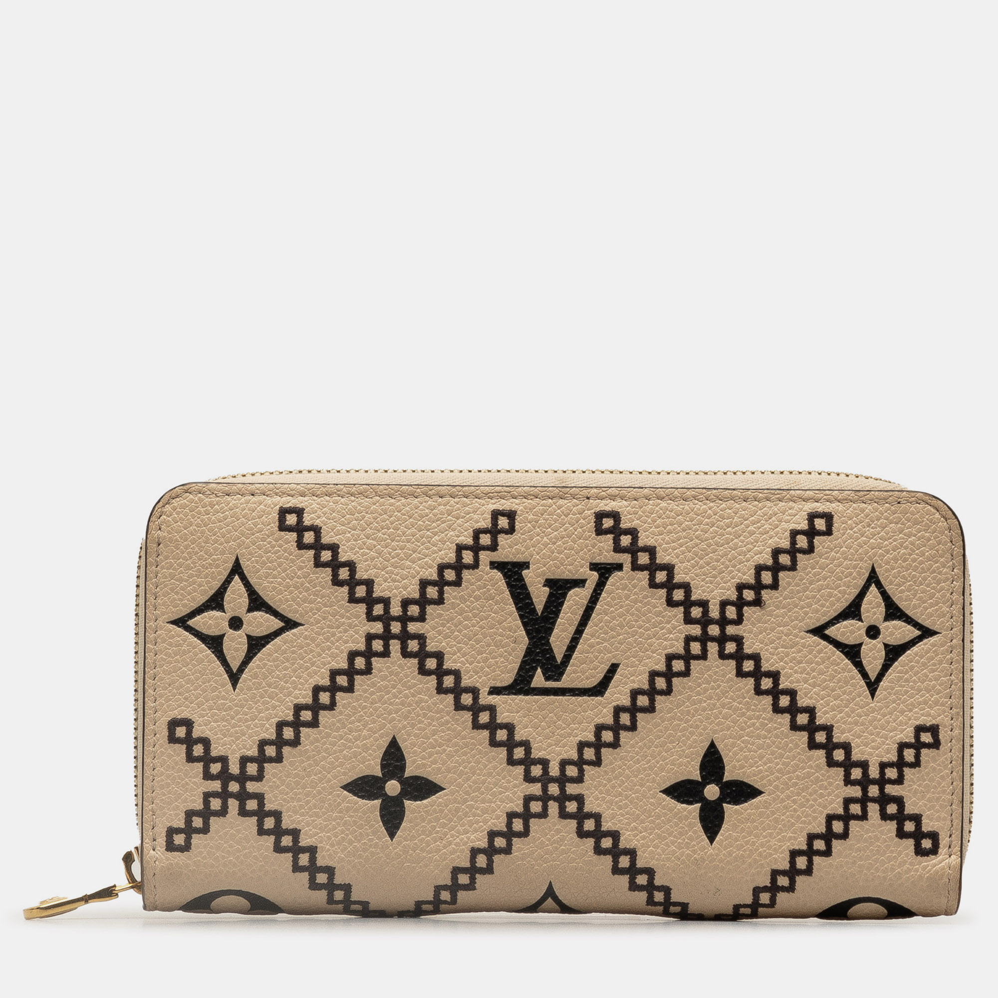 

Louis Vuitton Bicolor Monogram Empreinte Broderies Zippy Wallet, Beige