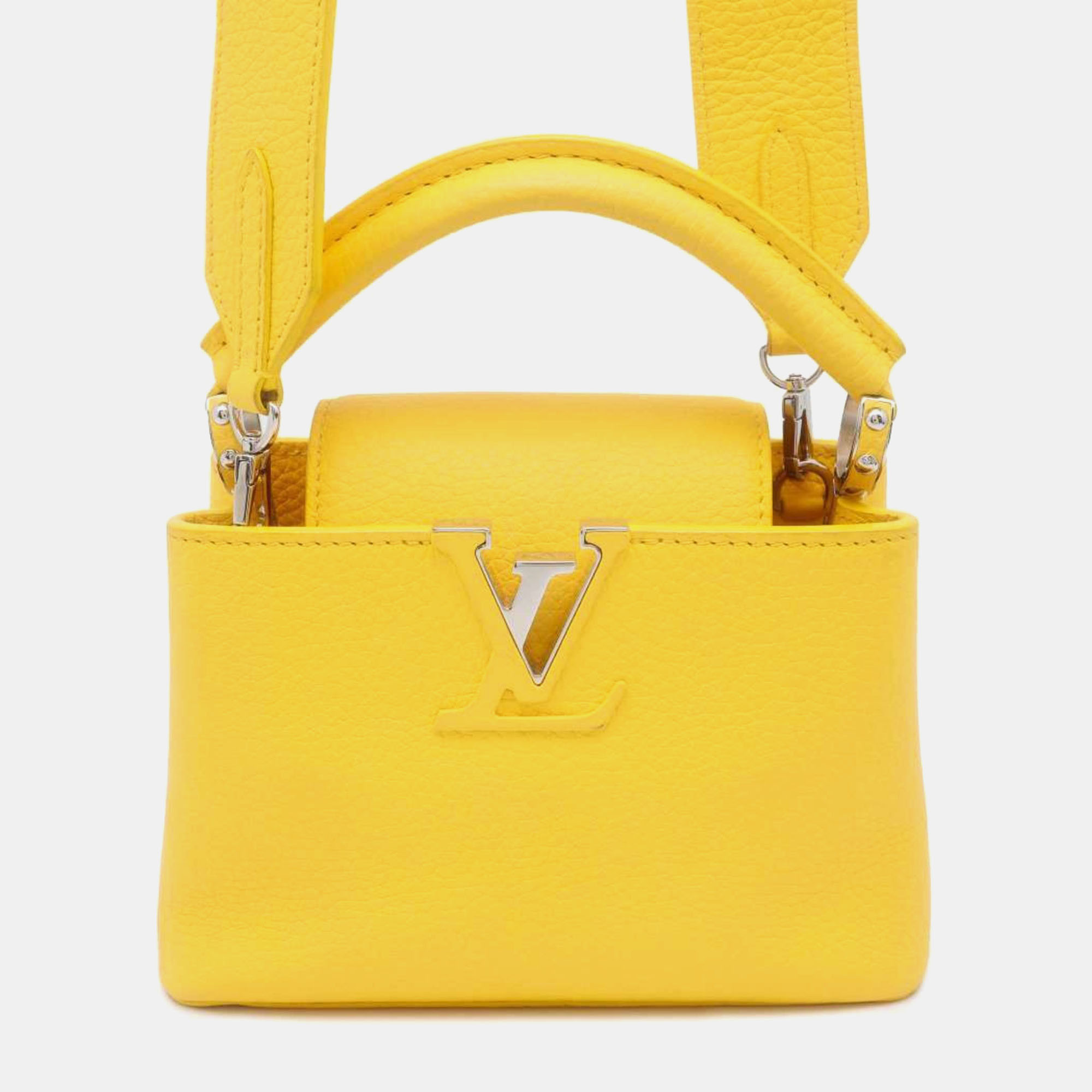 

Louis Vuitton Yellow Leather Mini Capucines Top Handle Bag