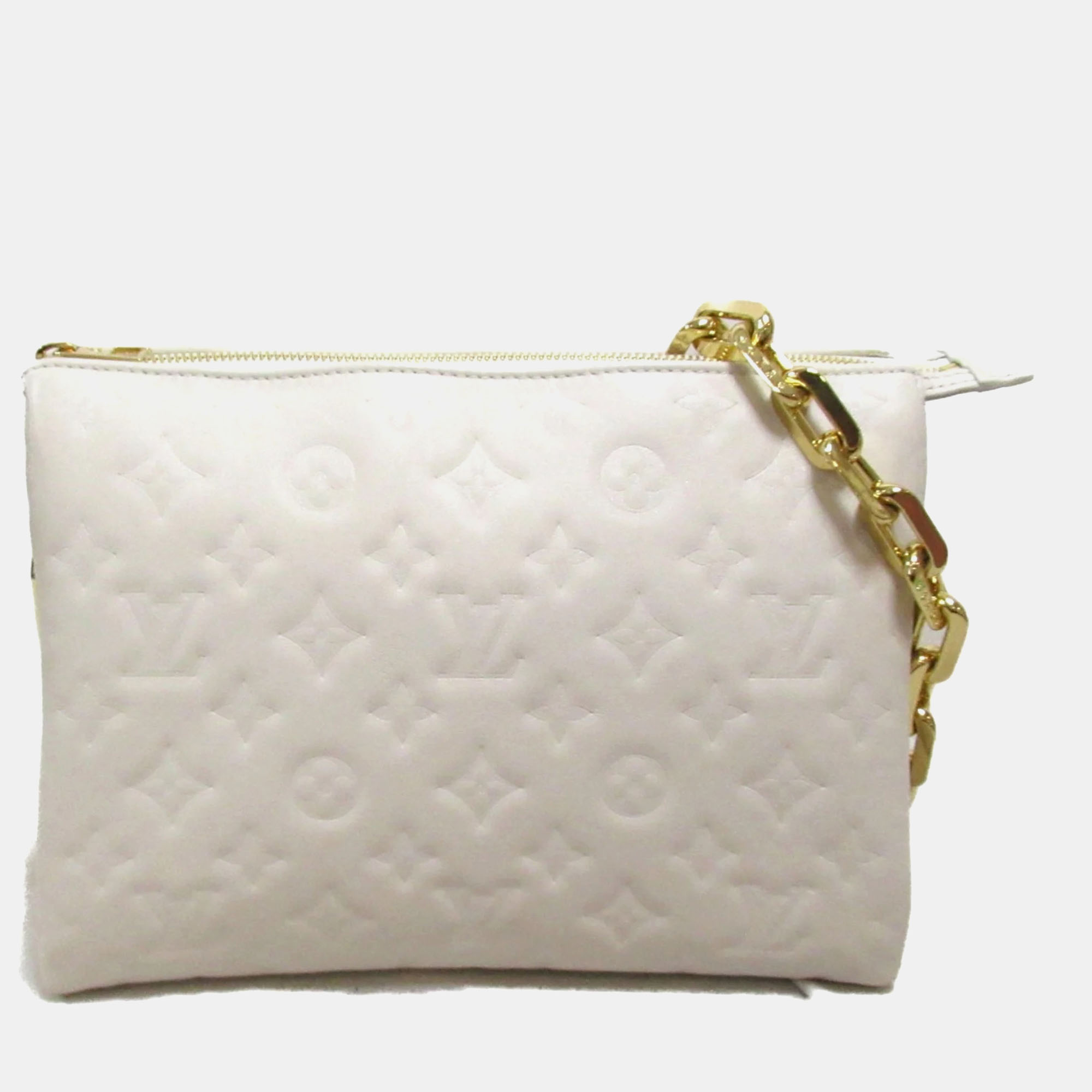 

Louis Vuitton Beige Leather Monogram Coussin PM Shoulder Bag, White