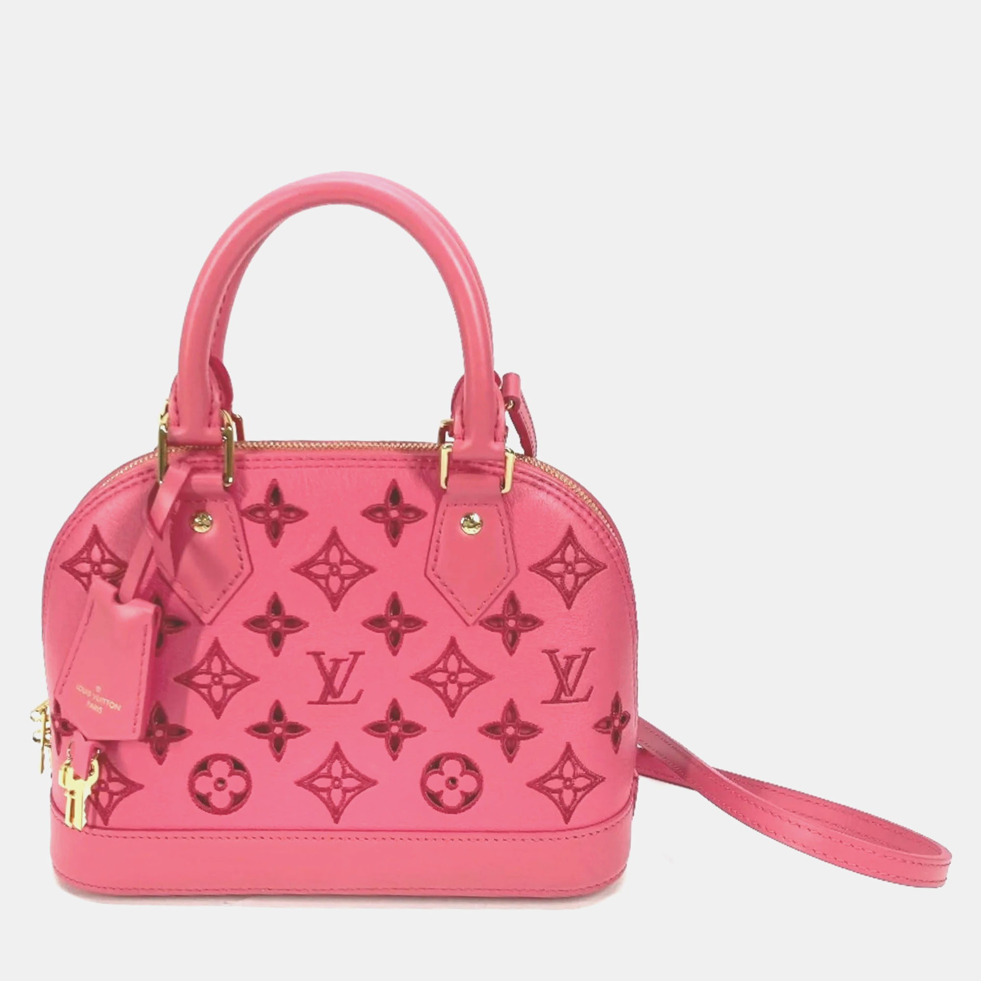 

Louis Vuitton Pink Monogram Leather LV Broderie Alma BB Satchel Bag