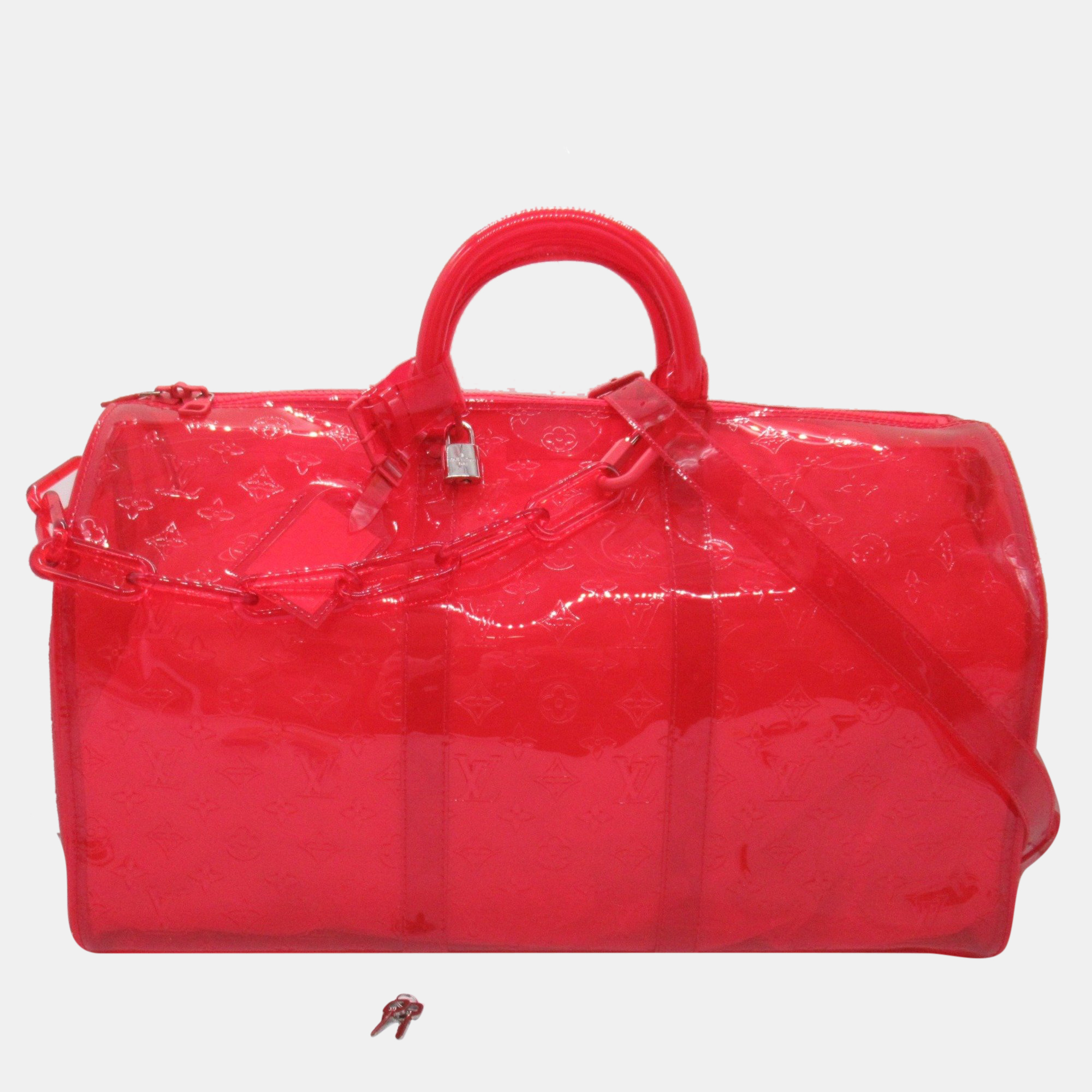 

Louis Vuitton Red PVC Virgil Abloh Keepall Bandouliere 50 Duffel Bag