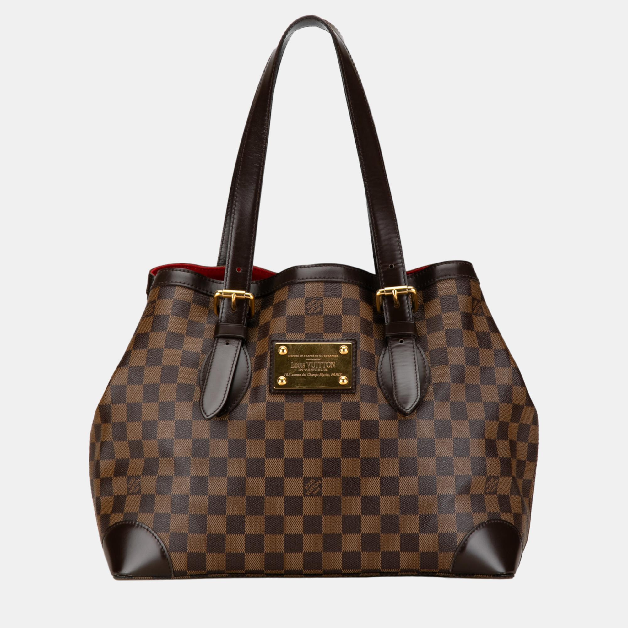 Pre-owned Louis Vuitton Brown Damier Ebene Hampstead Gm