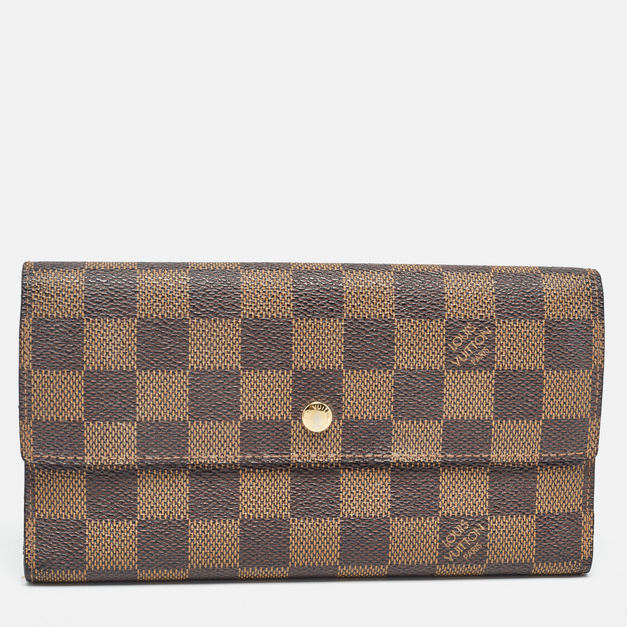 

Louis Vuitton Damier Ebene Canvas Sarah Wallet, Brown