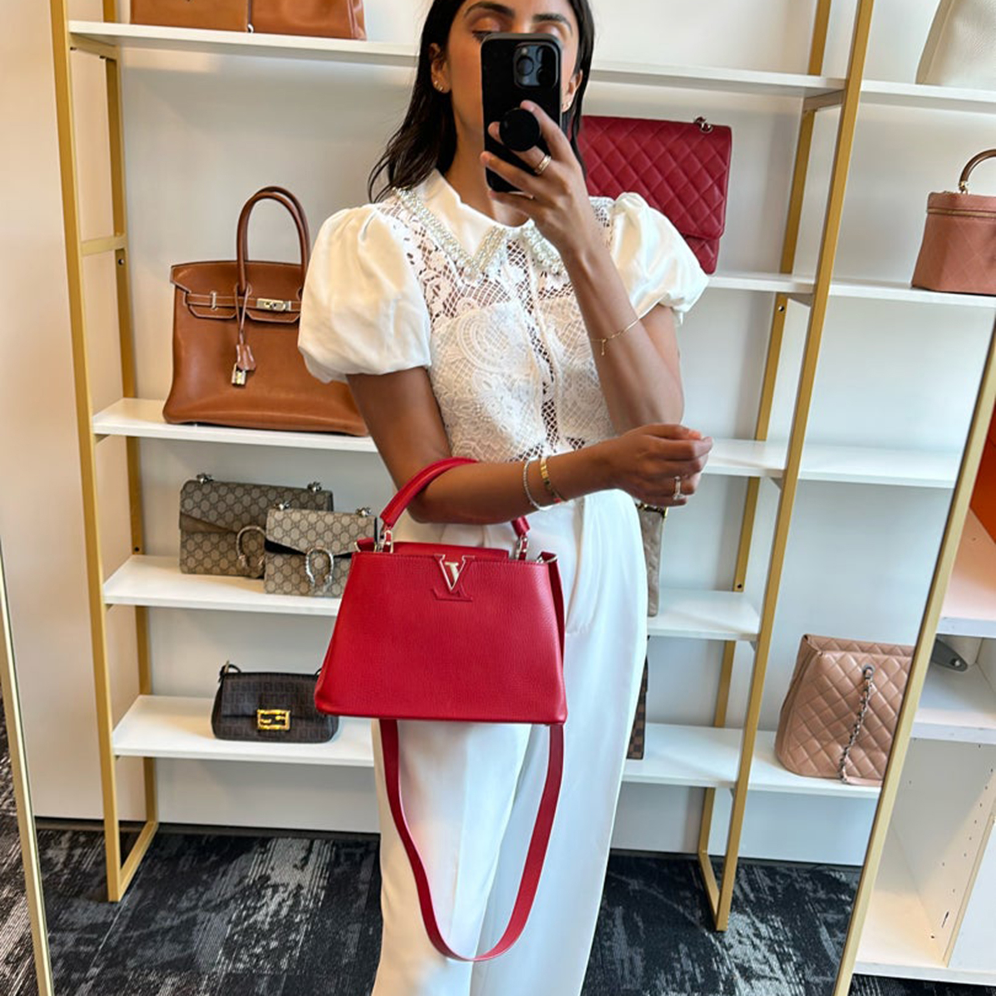 

Louis Vuitton Red leather Capucine BB Bag