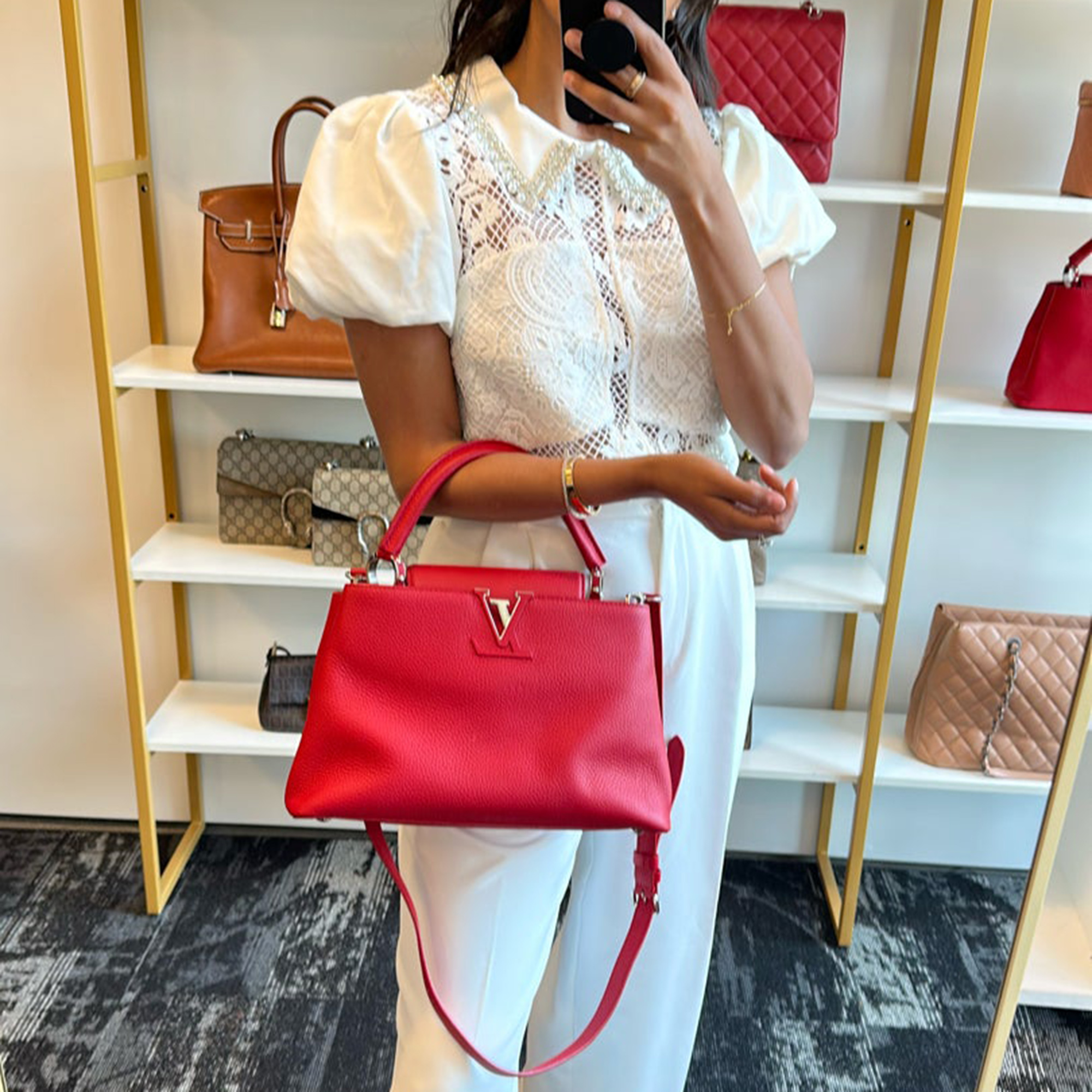 

Louis Vuitton Red leather Capucine PM satchel bag