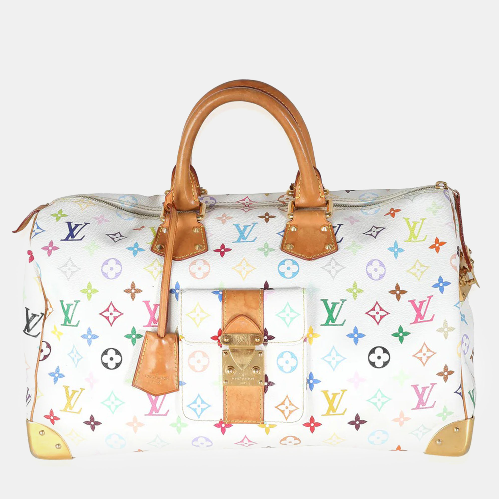 

Louis Vuitton Multicolor Monogram Canvas Speedy 40 Top Handle Bag, White