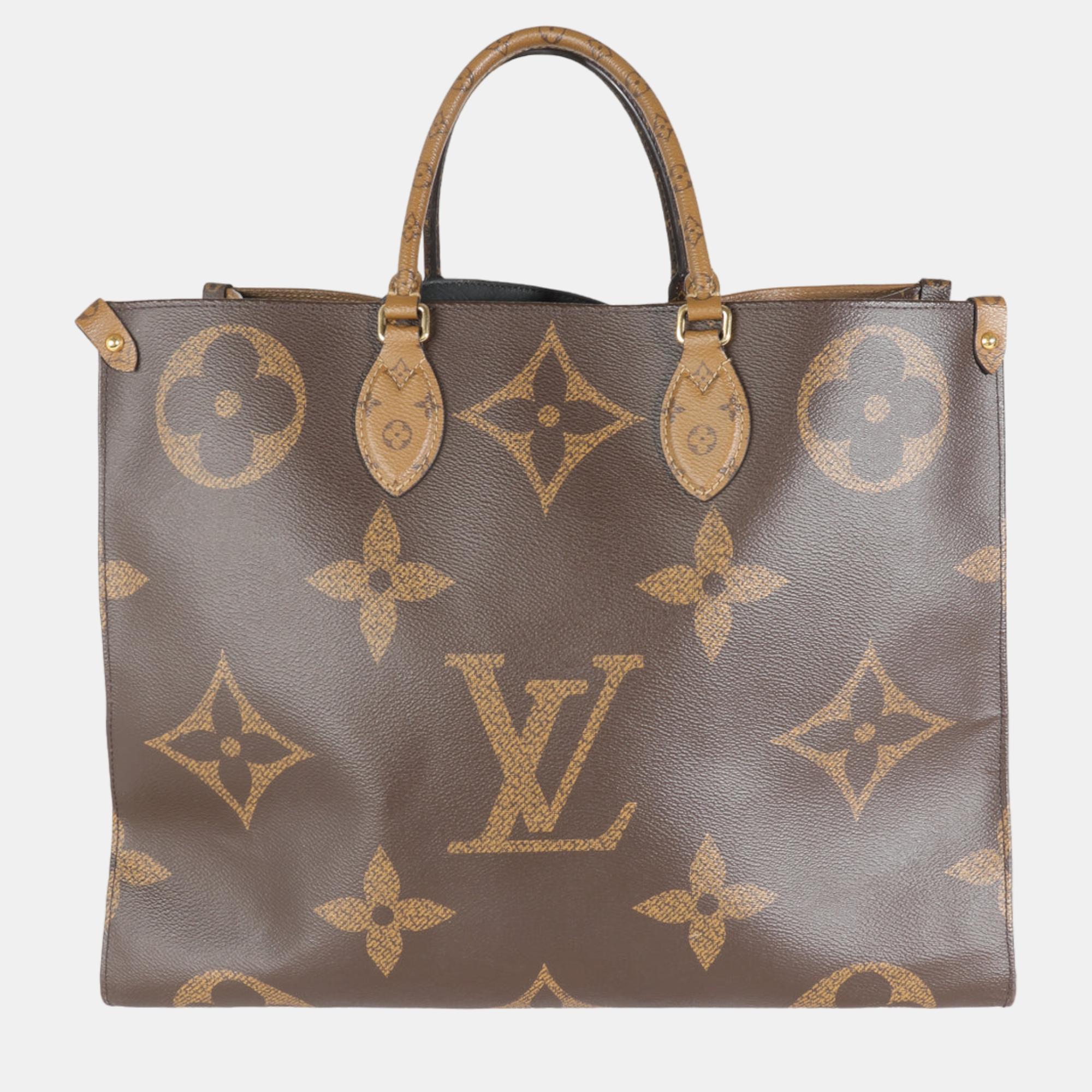 

Louis Vuitton Brown Reverse Monogram Canvas Onthego GM Tote Bag