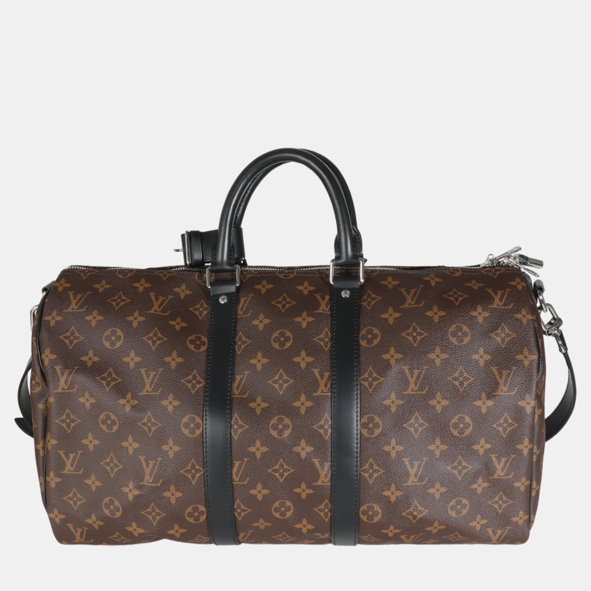 

Louis Vuitton Monogram Canvas Macassar Keepall Bandouliere 45 Duffel Bag, Brown