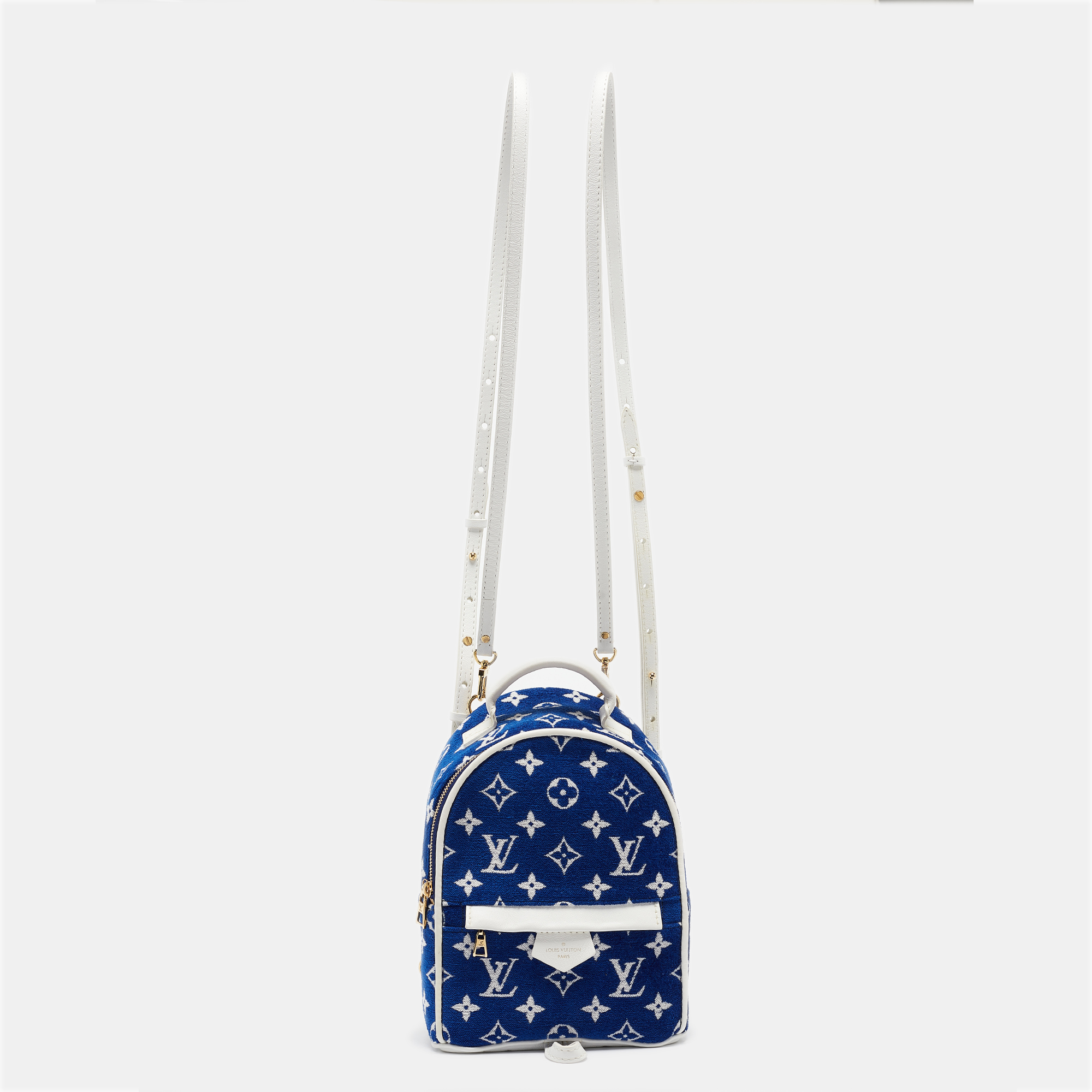 

Louis Vuitton Blue/White Monogram Velvet and Leather Palm Springs Backpack