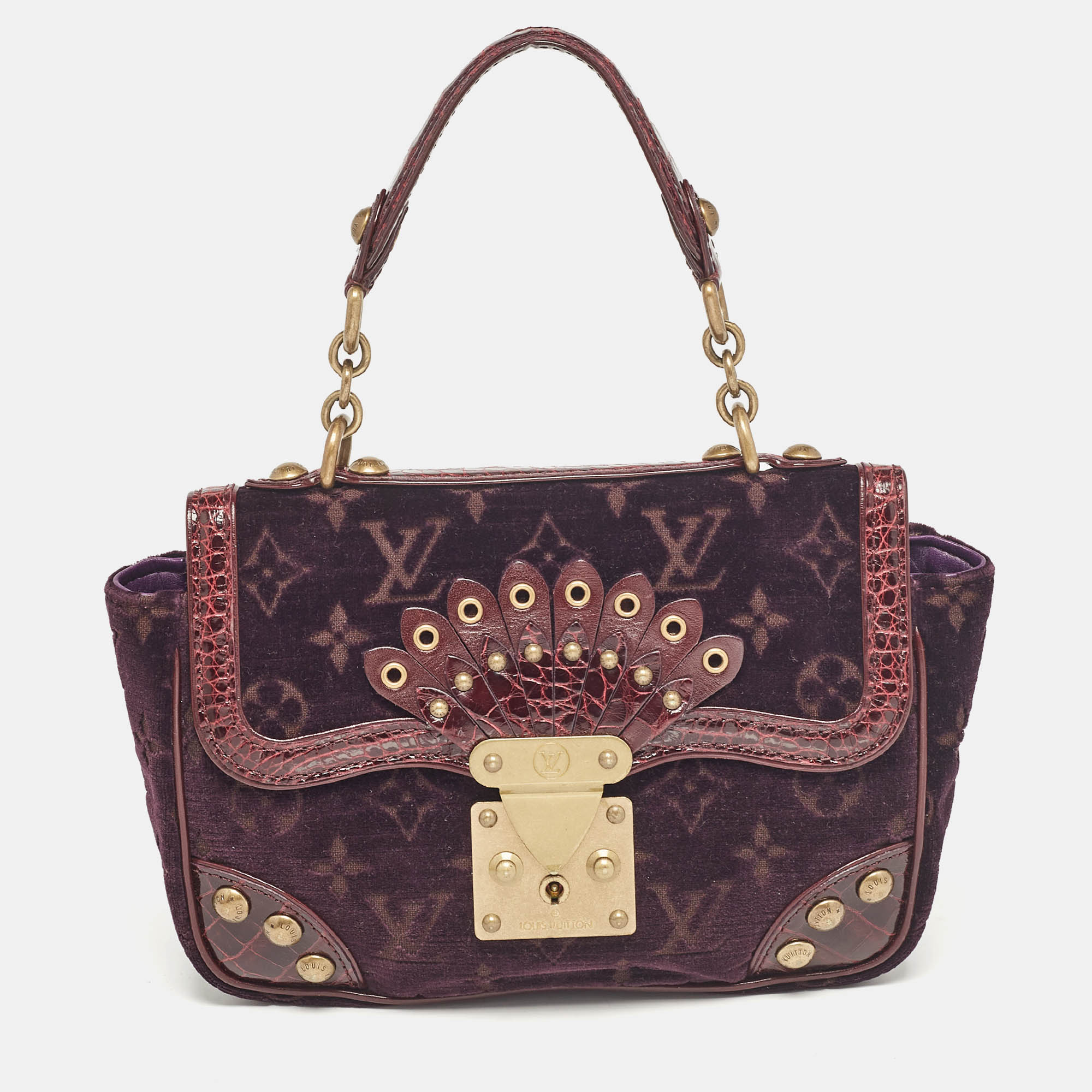 

Louis Vuitton Purple Monogram Velours and Alligator Irvine Bag