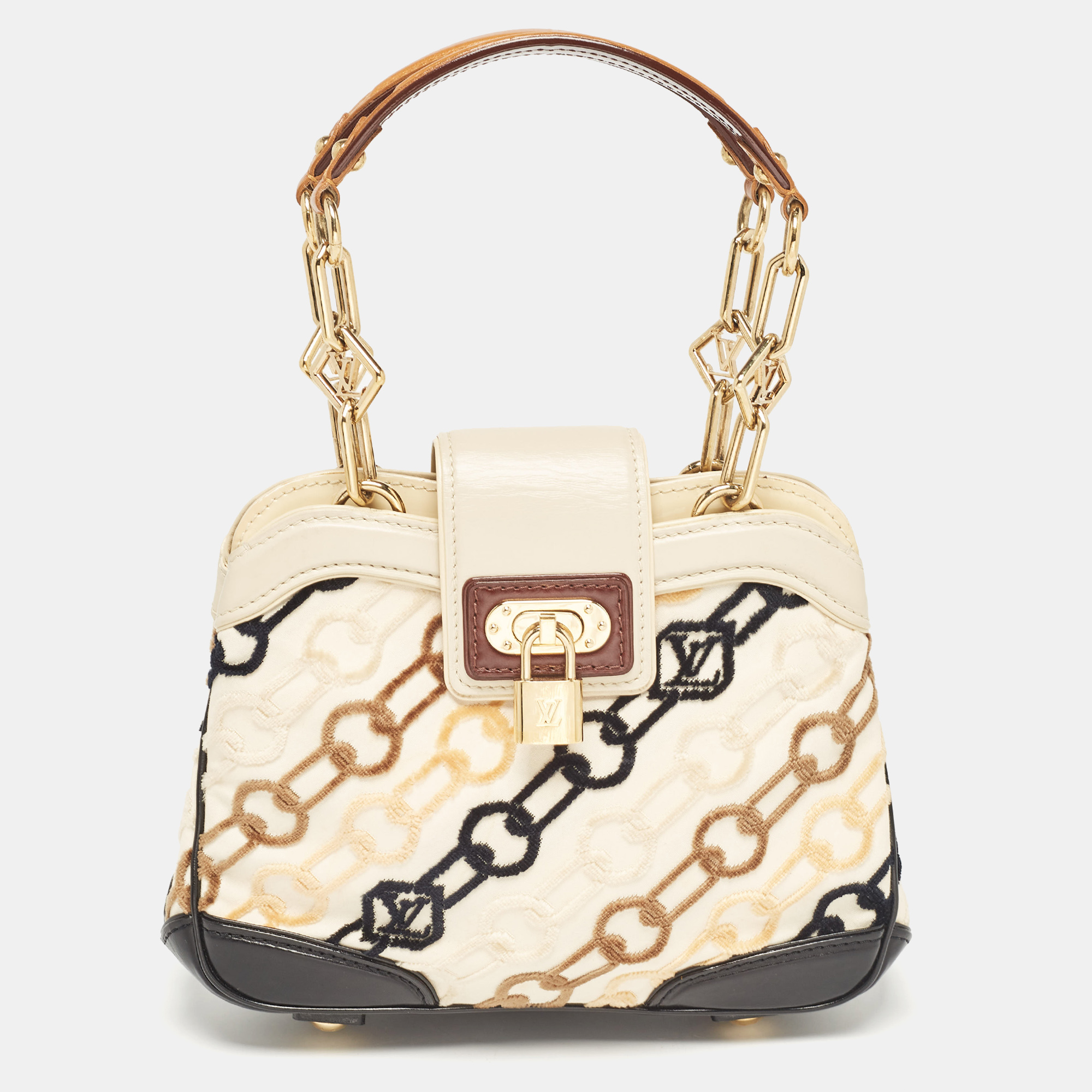 

Louis Vuitton Black/Beige Velvet Chains Dolly Bag