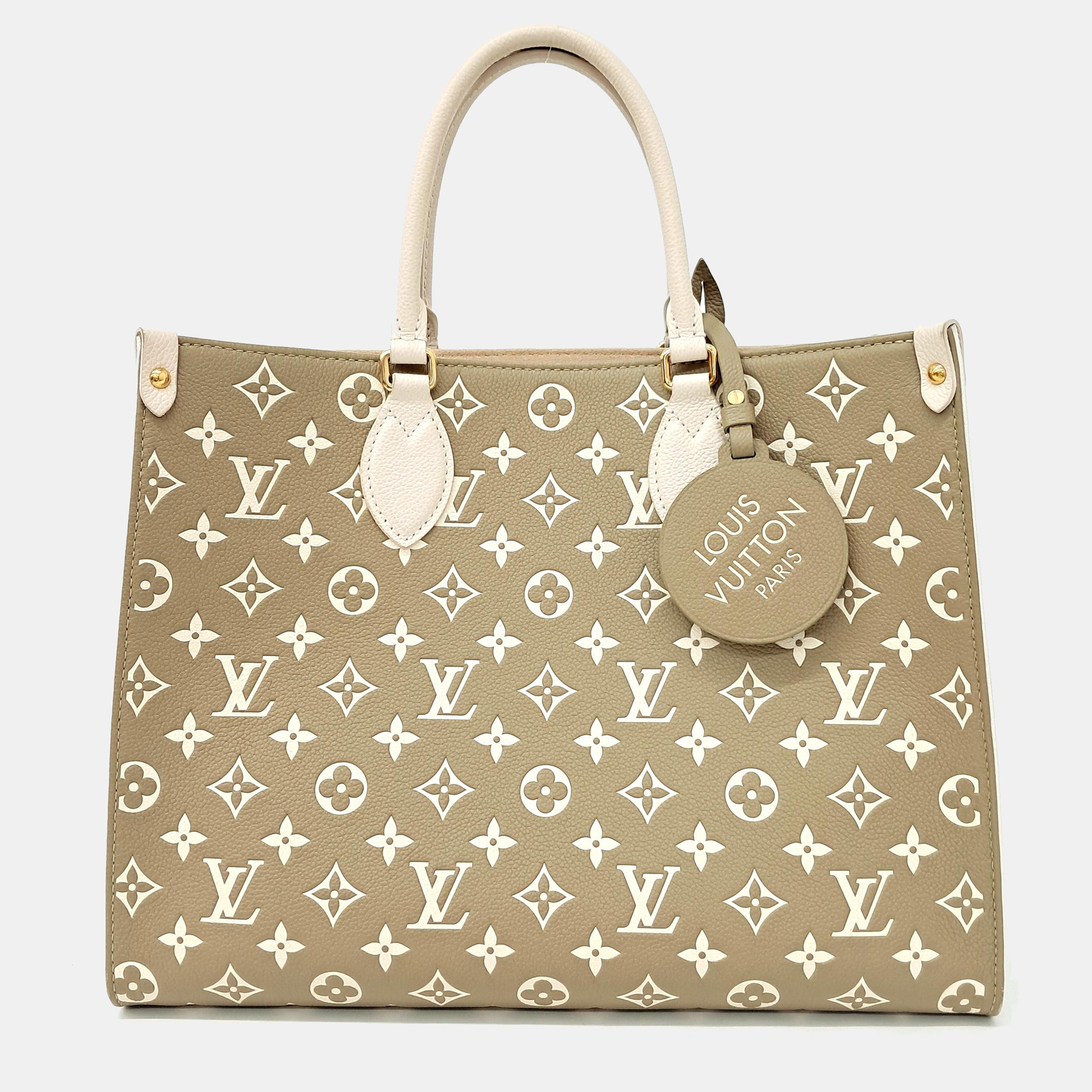 Pre-owned Louis Vuitton Empreinte On The Go Mm Bag In Beige