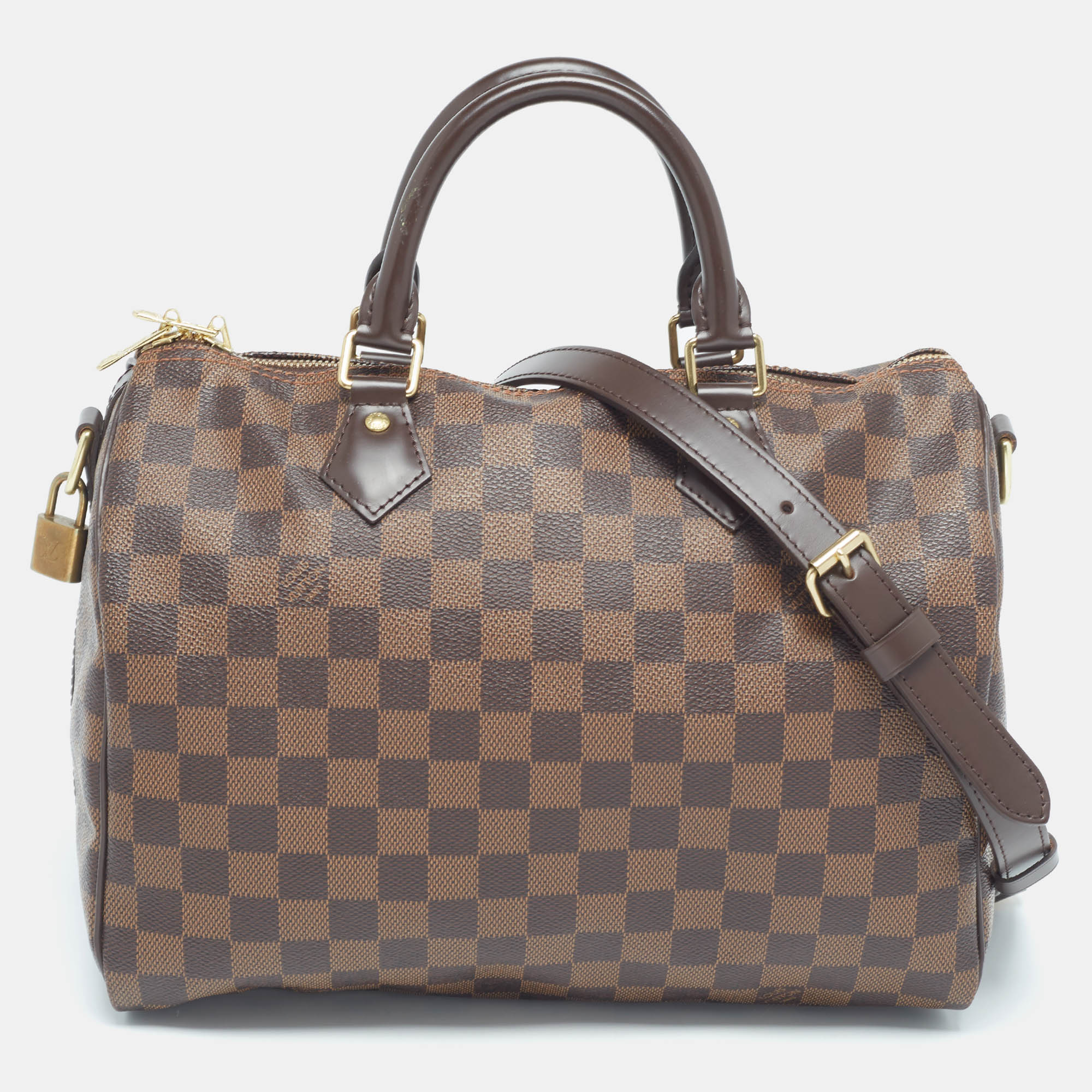 

Louis Vuitton Damier Ebene Canvas Speedy Bandouliere 30 Bag, Brown