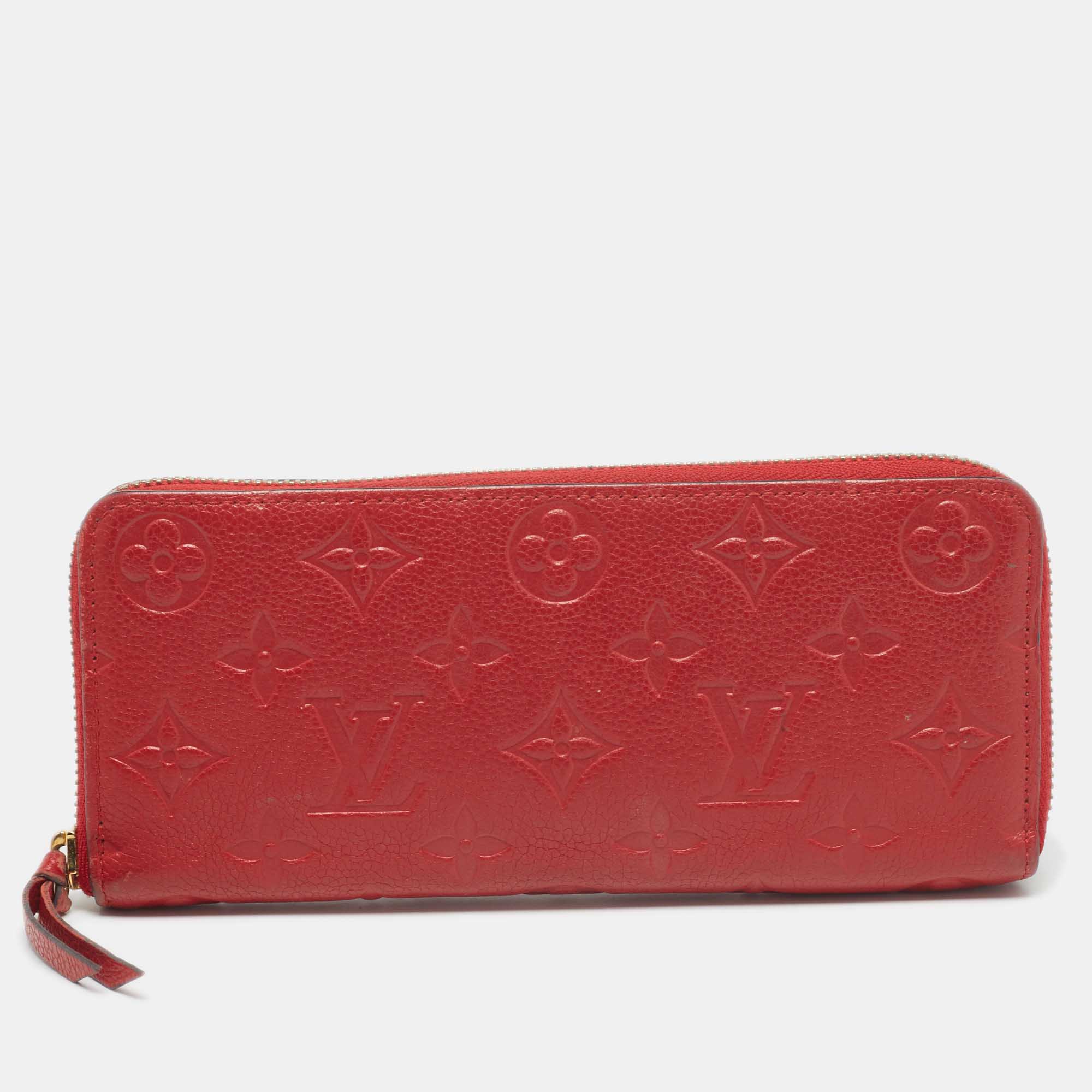 

Louis Vuitton Cherry Monogram Empreinte Leather Clemence Wallet, Red