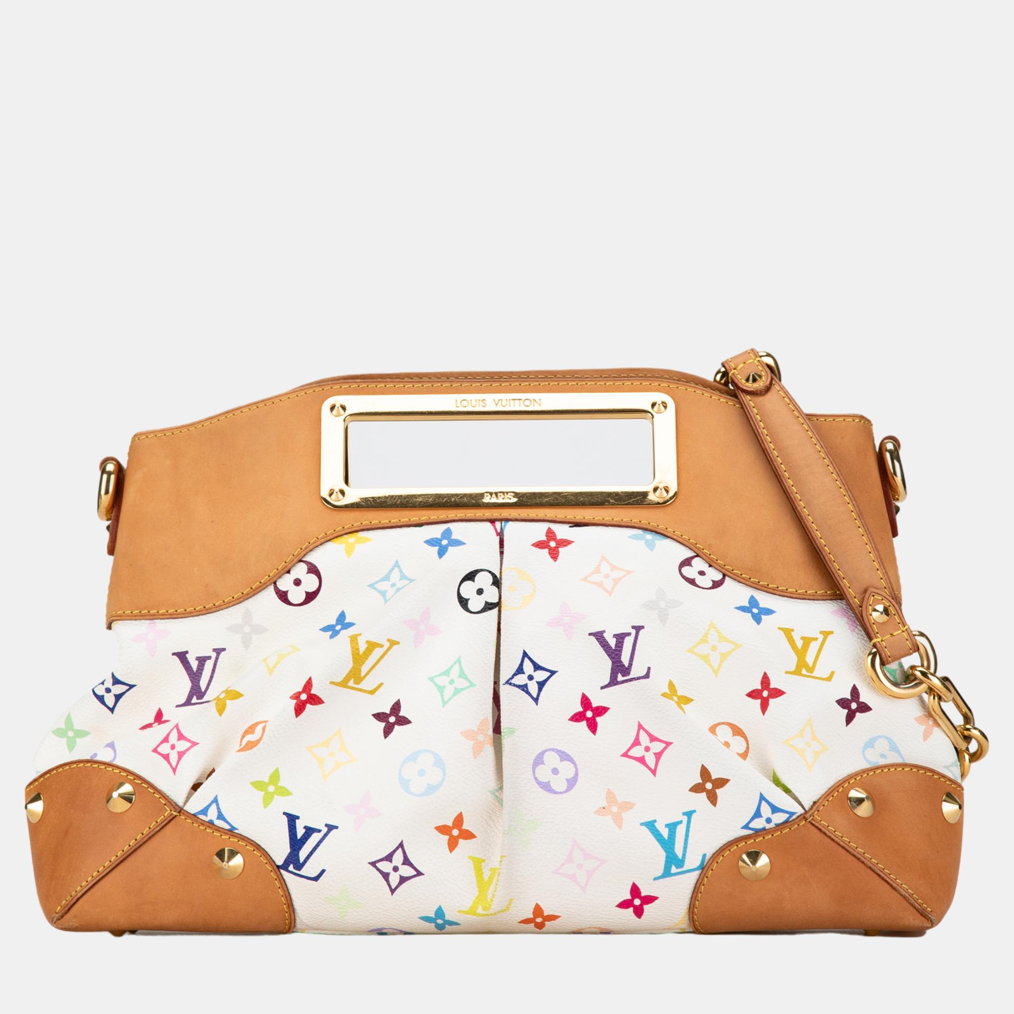 

Louis Vuitton White Monogram Multicolore Canvas Judy MM Shoulder Bag