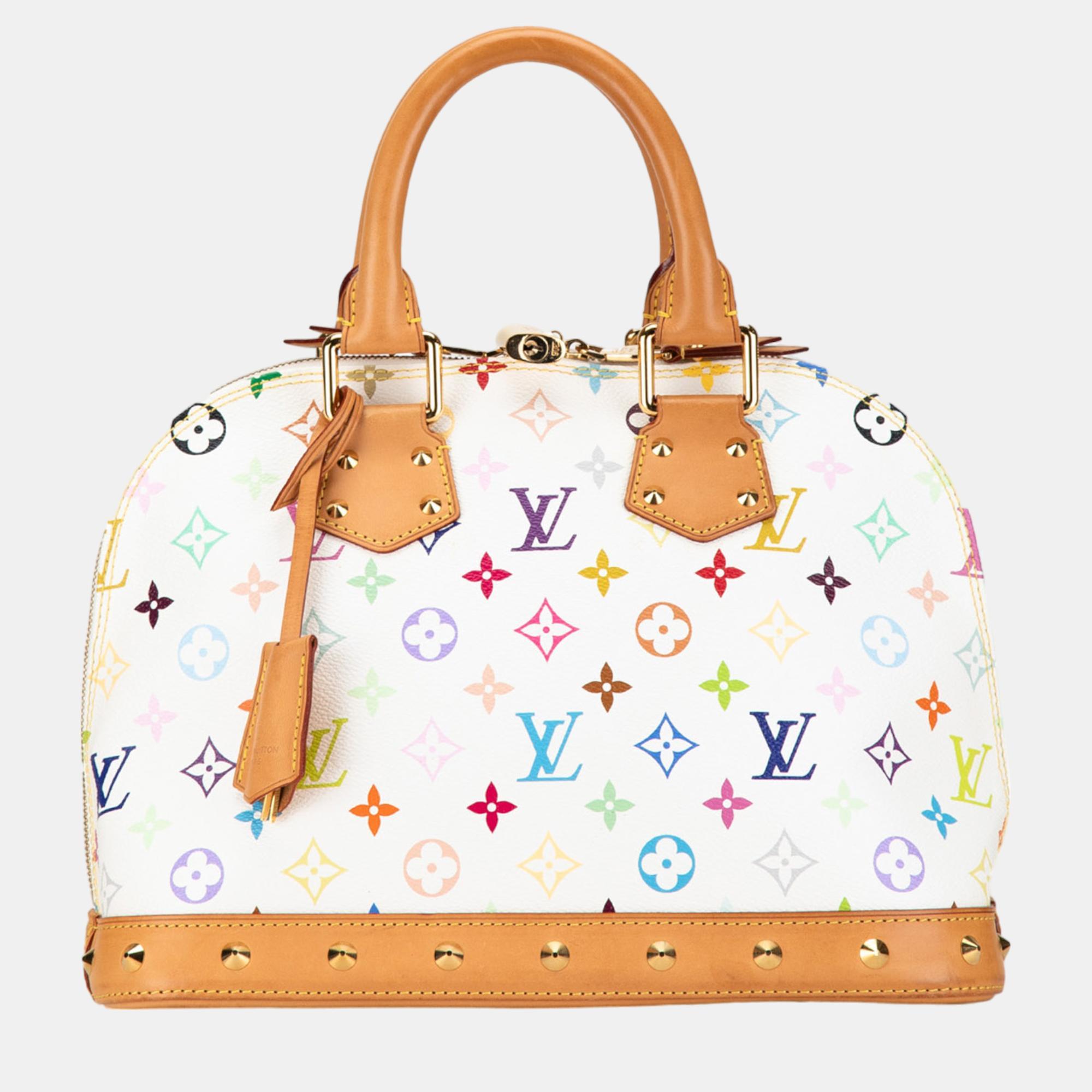 

Louis Vuitton White Monogram Multicolore Canvas Alma PM Top Handle Bag