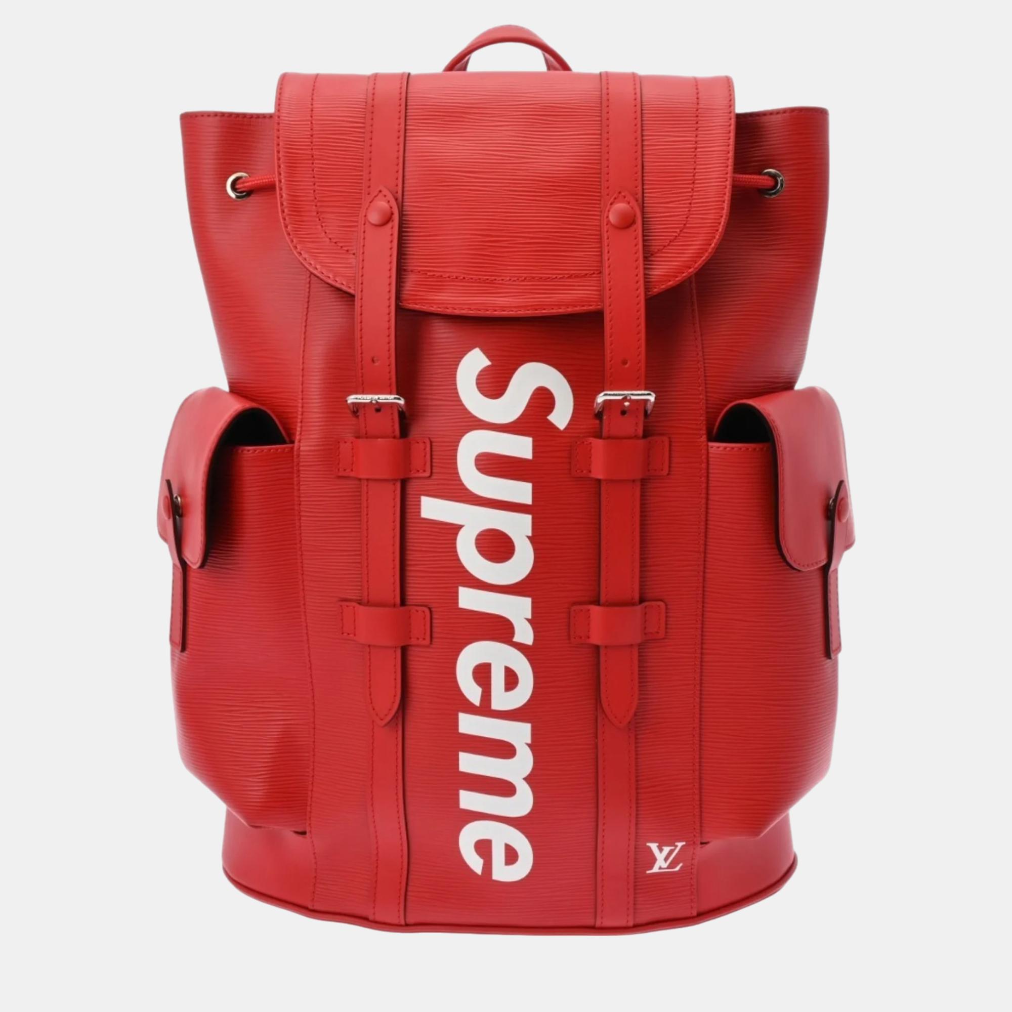 

Louis Vuitton Red Epi Leather Supreme Christopher Backpack