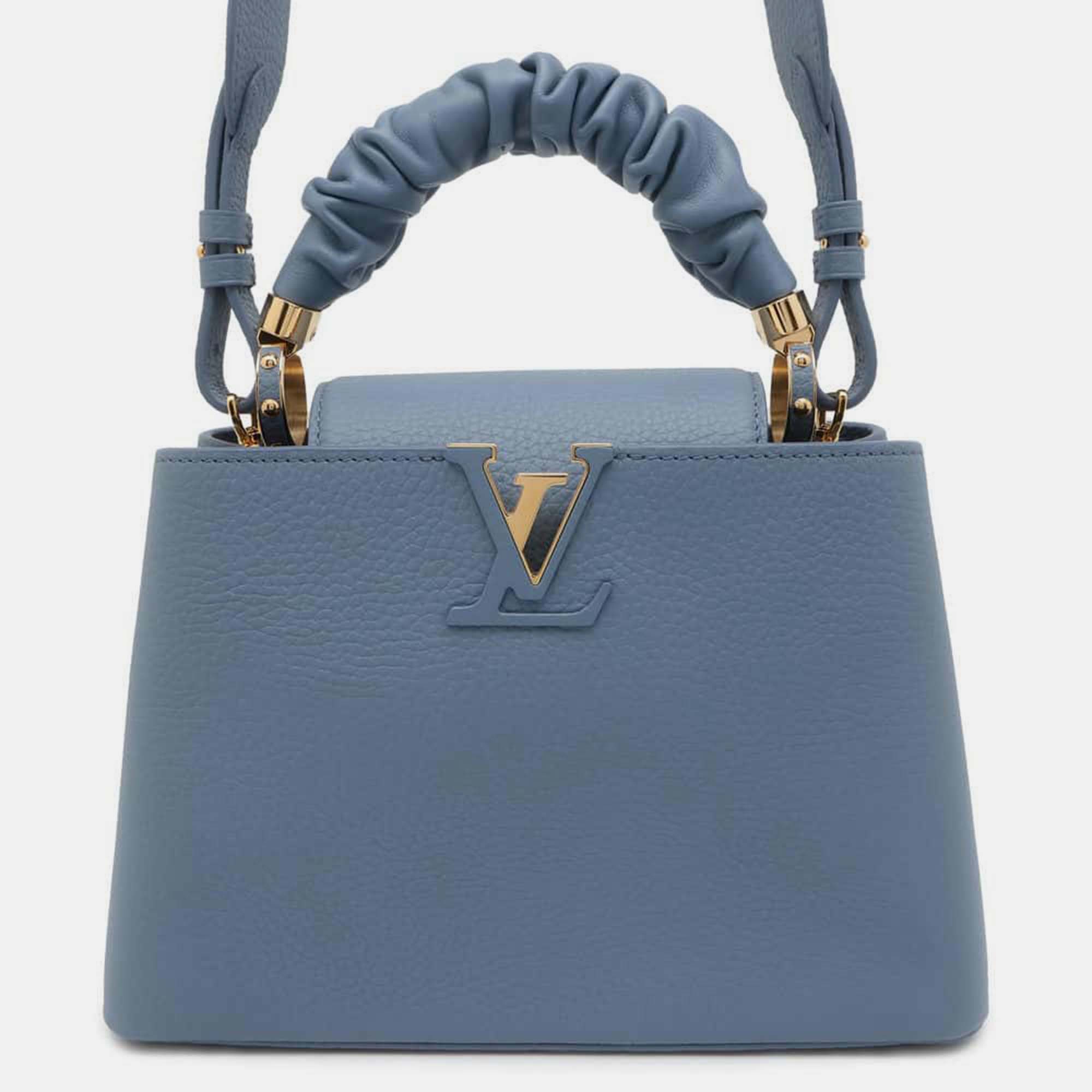 

Louis Vuitton Blue Taurillon Scrunchie Capucines BB Top Handle Bag