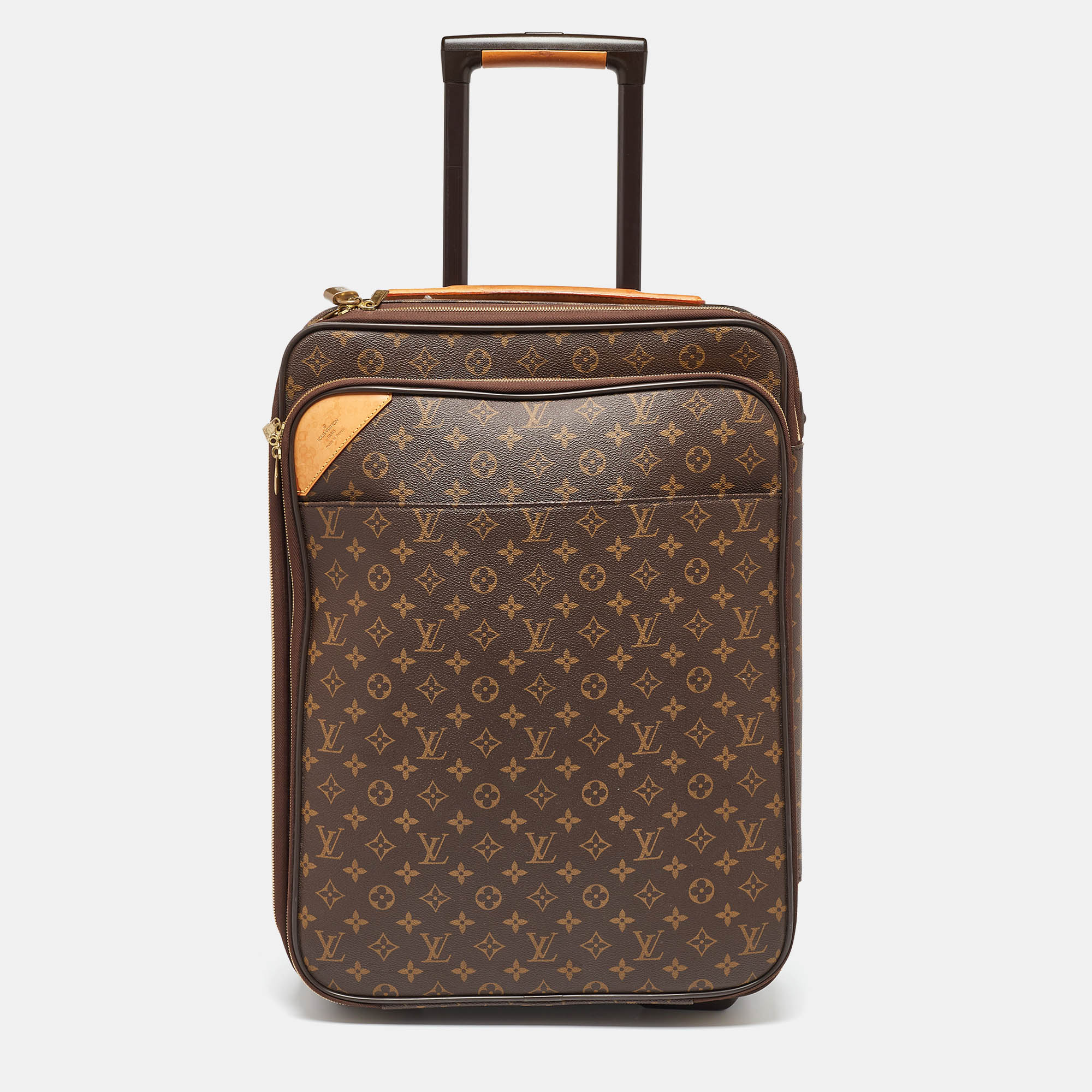 Pre-owned Louis Vuitton Monogram Canvas Business Pegase Legere 55 Luggage In Brown