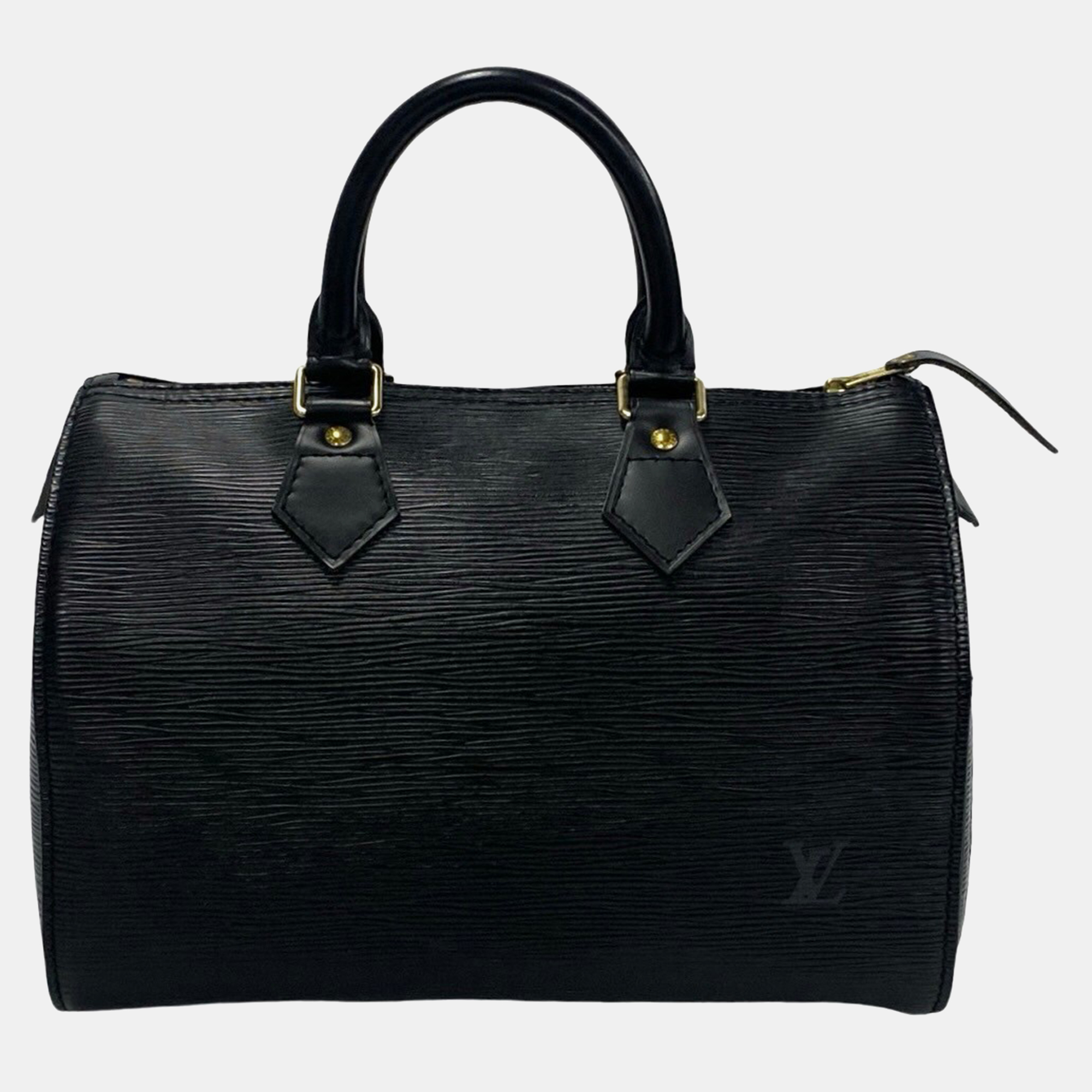 

Louis Vuitton Black Leather Speedy 25 Satchel Bag