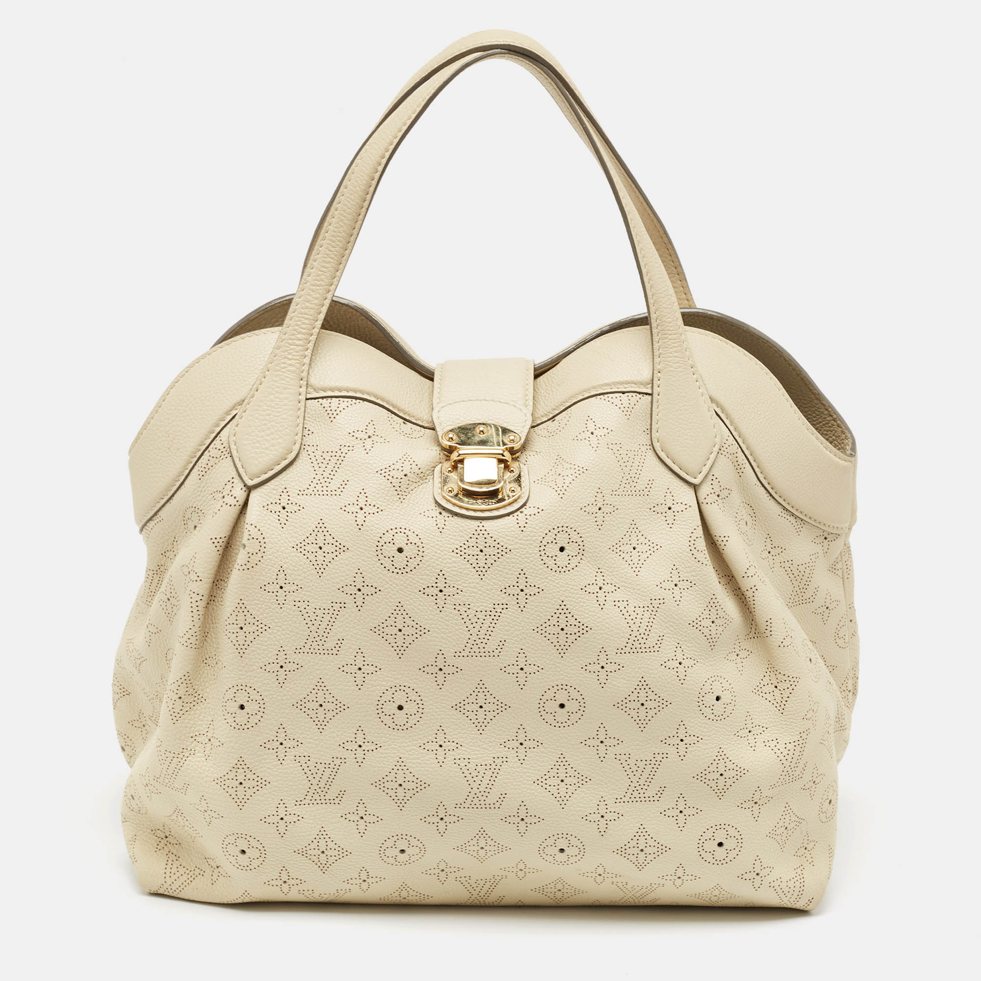 

Louis Vuitton Lin Monogram Mahina Leather Cirrus MM Bag, Cream