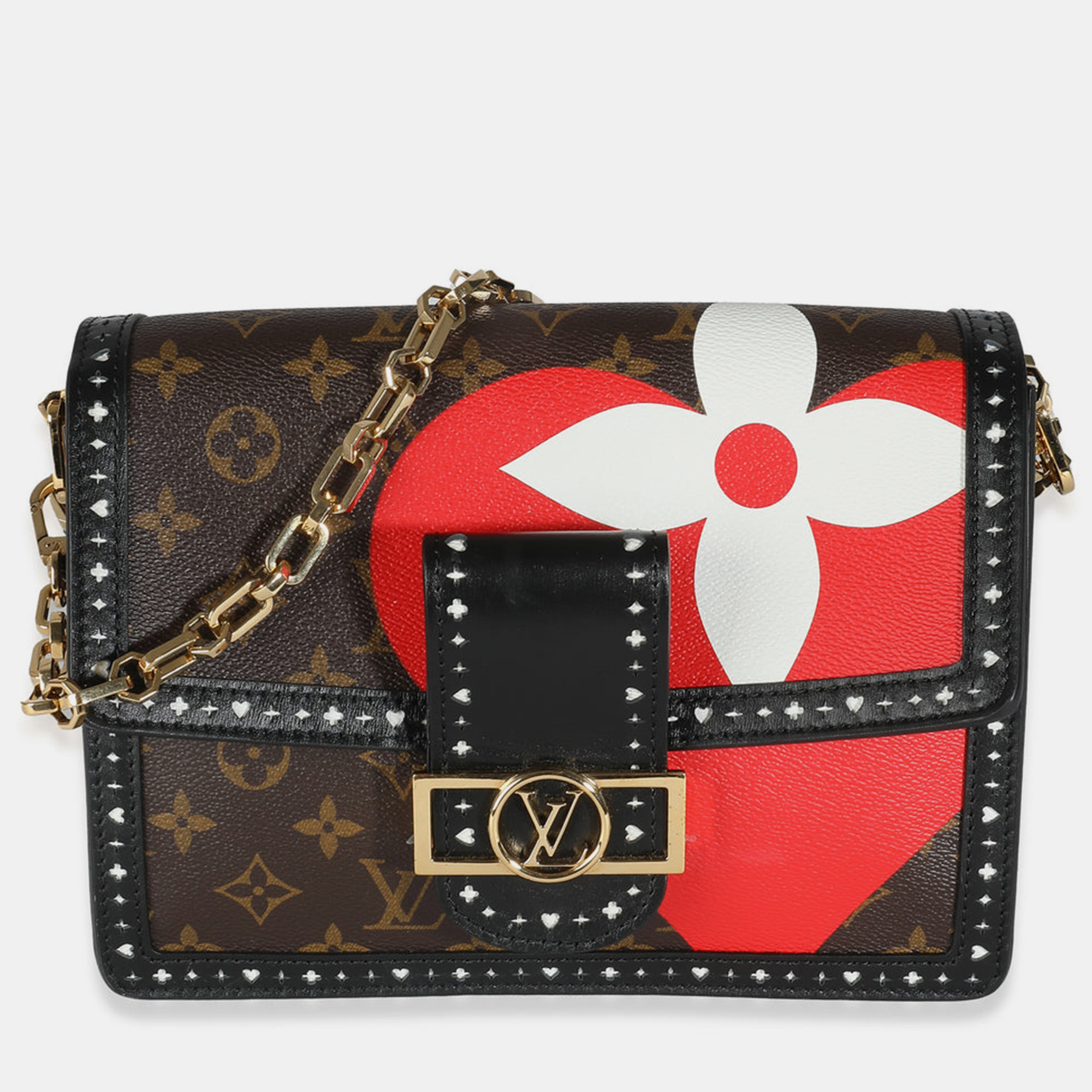 Pre-owned Louis Vuitton Monogram Canvas Game On Dauphine Mm Shoulder Bag In Black