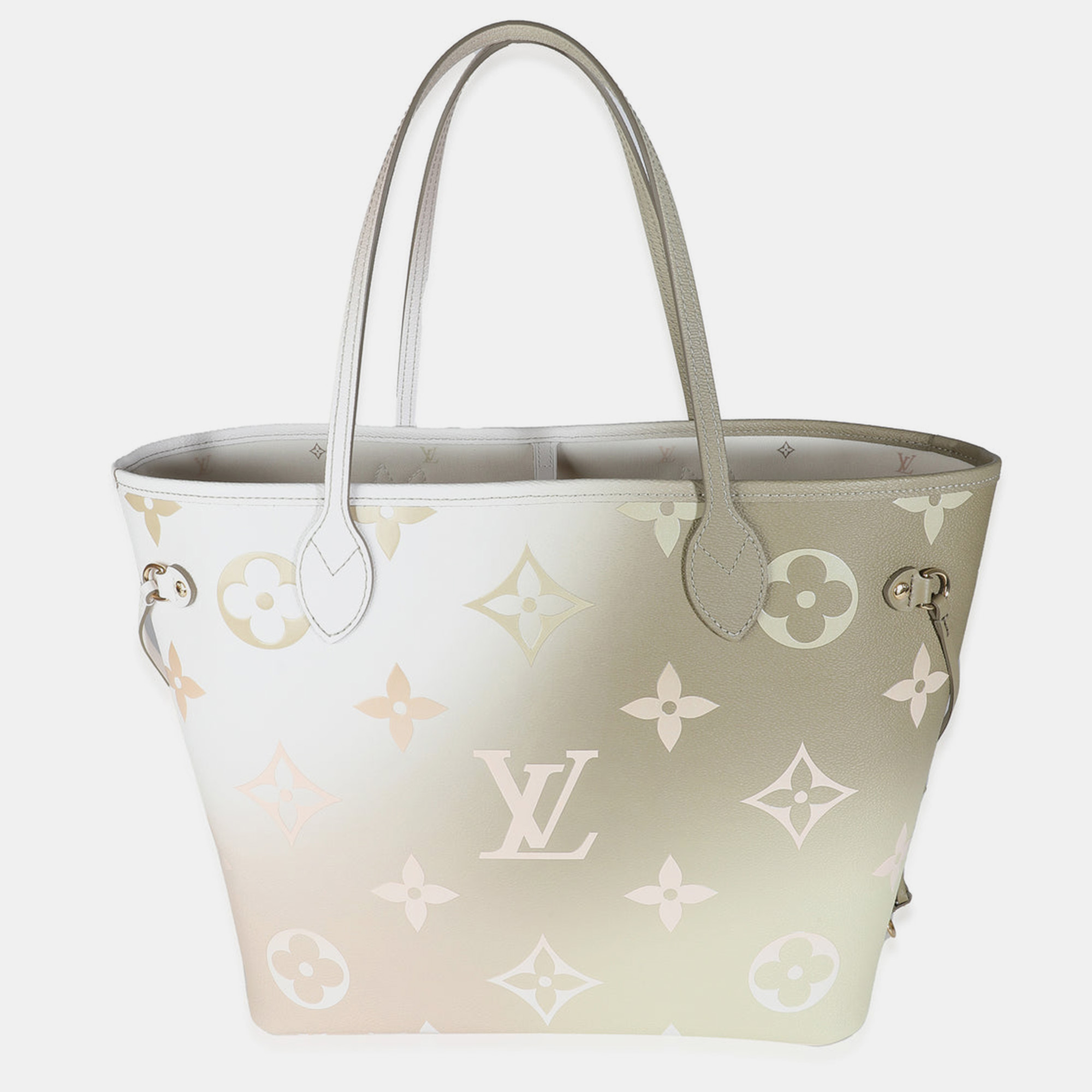 Pre-owned Louis Vuitton Khaki Monogram Giant Spring In The City Canvas Neverfull Mm Tote Bag In Brown