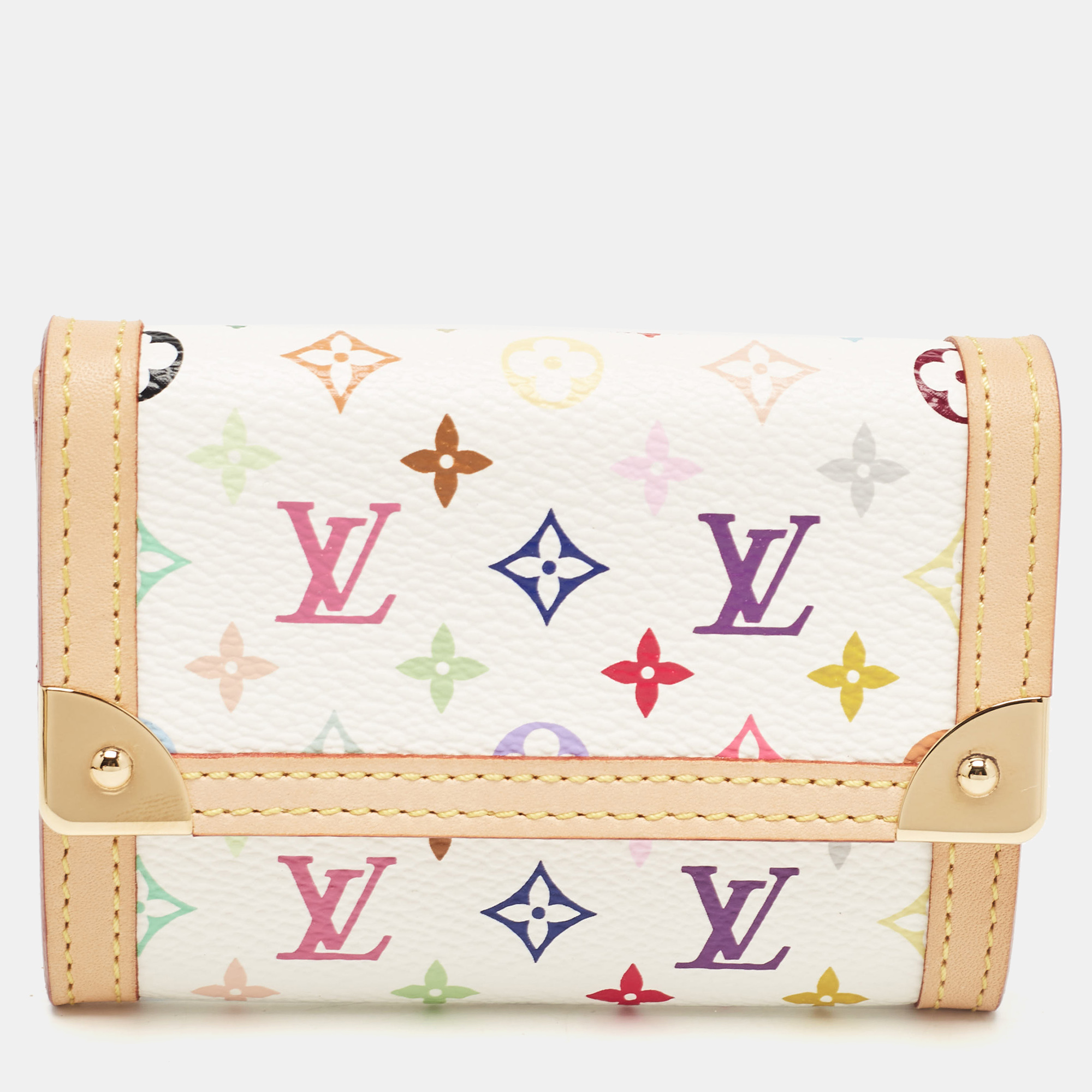 

Louis Vuitton White Monogram Multicolore Canvas Porte-Monnaie Plat Coin Purse