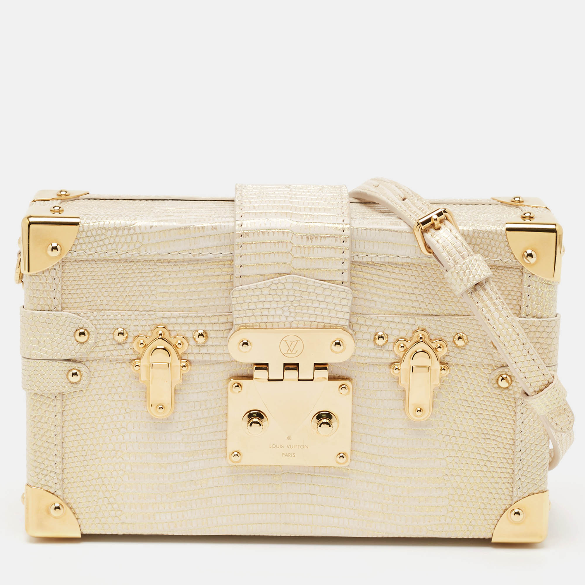 

Louis Vuitton Gold Lizard Petite Malle Bag