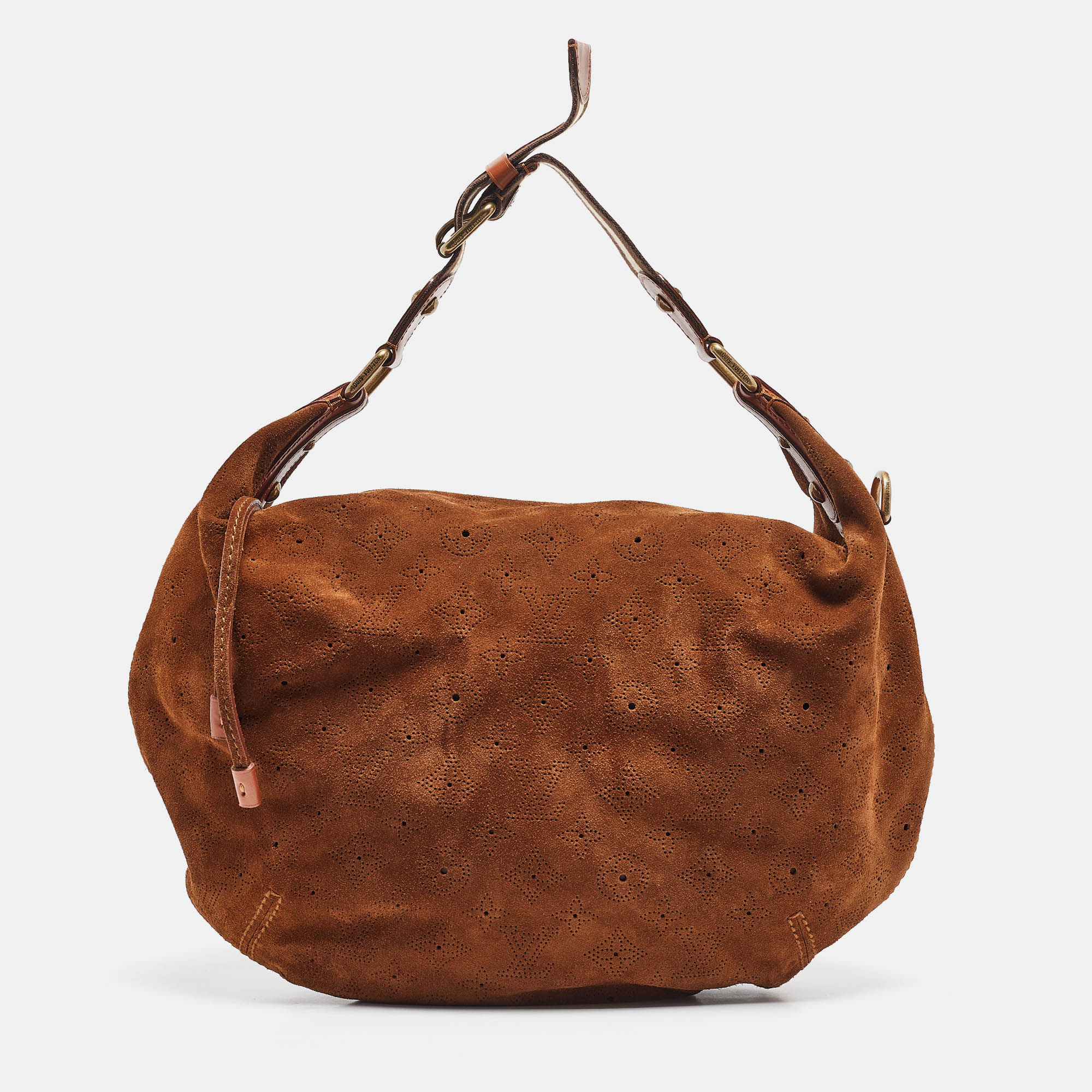 Pre-owned Louis Vuitton Brown Suede Onatah Gm Hobo