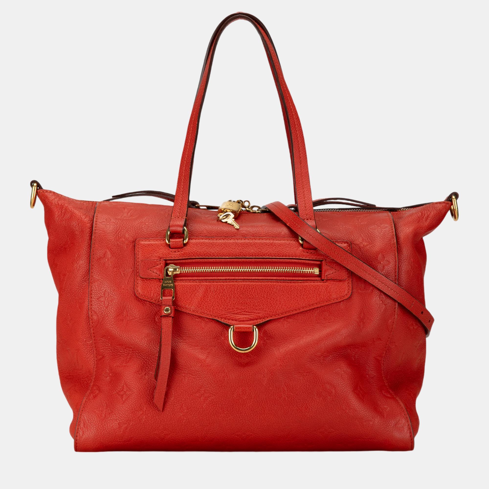 

Louis Vuitton Red Monogram Empreinte Leather Lumineuse PM Tote Bag