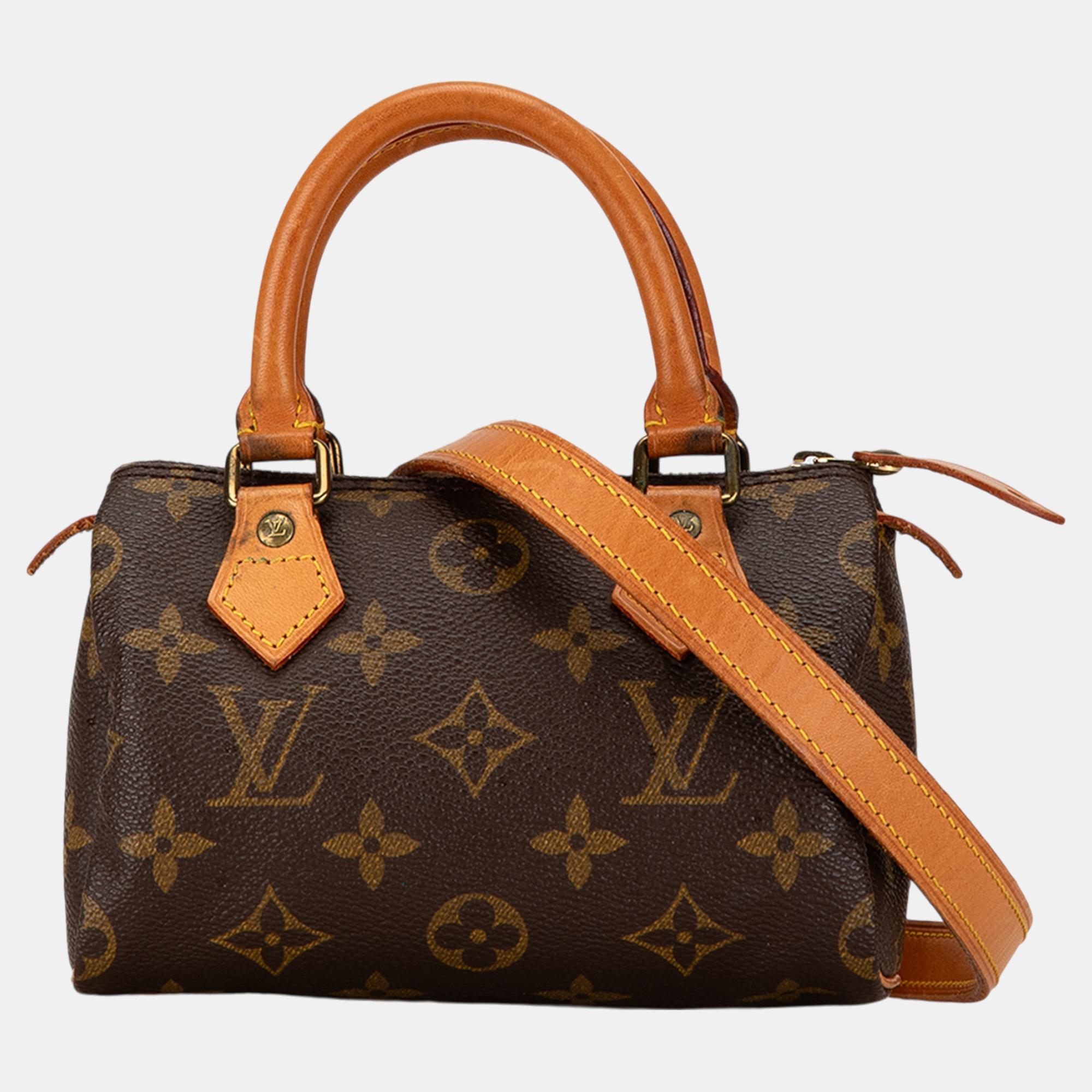 

Louis Vuitton Brown Monogram Nano Speedy Bandouliere