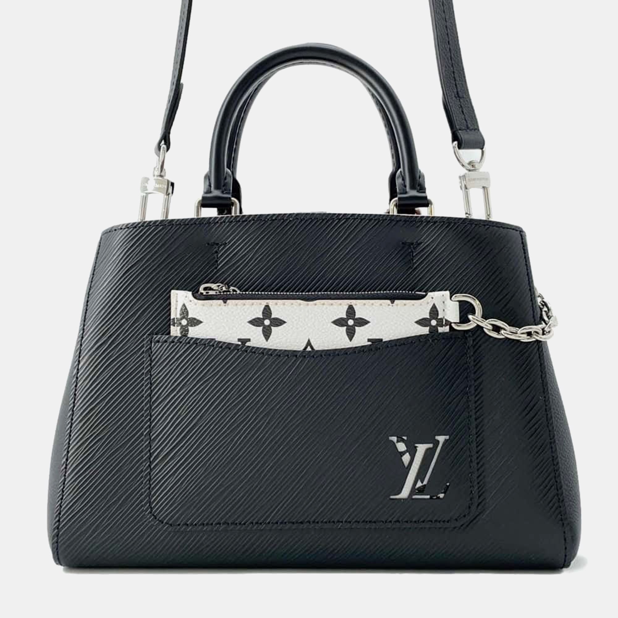 Pre-owned Louis Vuitton Black Epi Leather Marelle Tote Bb Satchel Bag